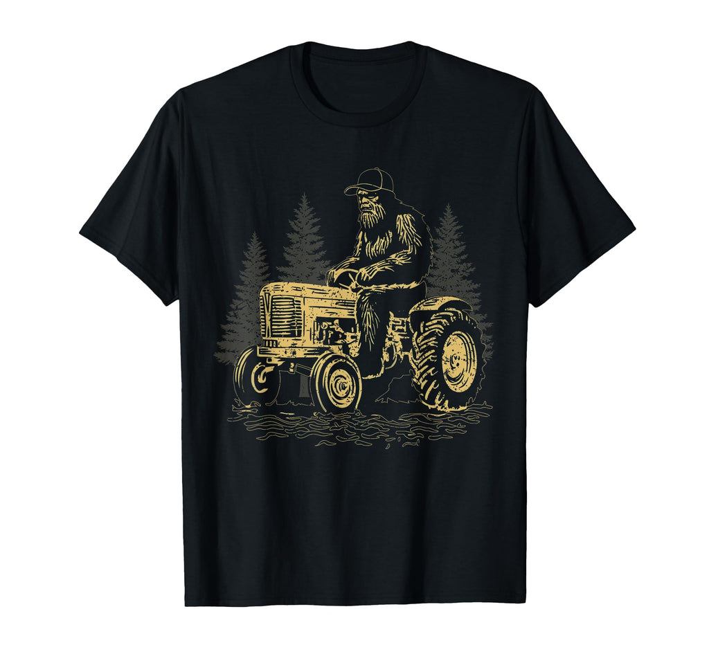 Bigfoot Farmer Riding Tractor T-Shirt - Aesthetic Graphic for Adults - T-Shirt, Sweatshirt, Hoodie