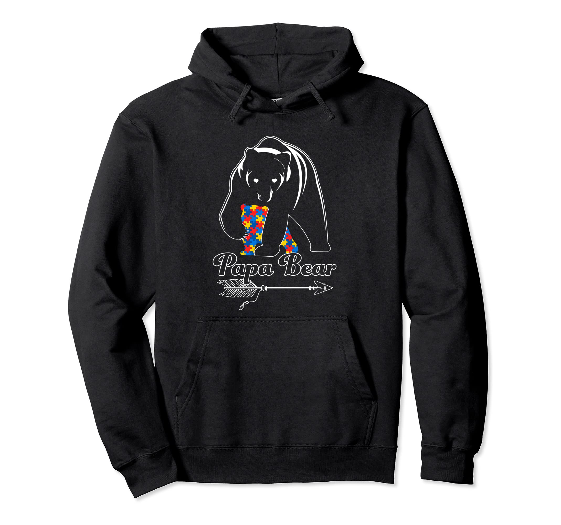 Proud Autism Papa Bear Autism Awareness Hoodie - Novelty Apparel Men Women - T-Shirt, Sweatshirt, Hoodie