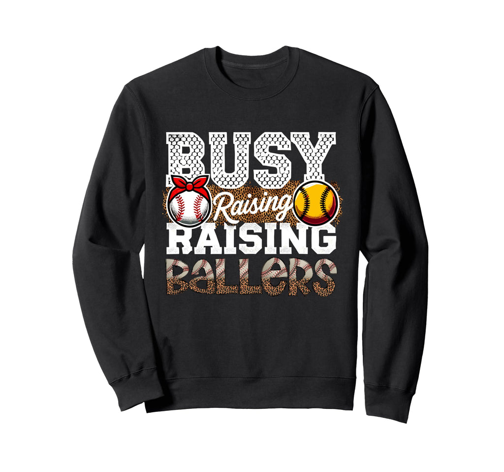 Busy Raising Ballers Leopard Sweatshirt - Graphic Print for Adults - T-Shirt, Sweatshirt, Hoodie