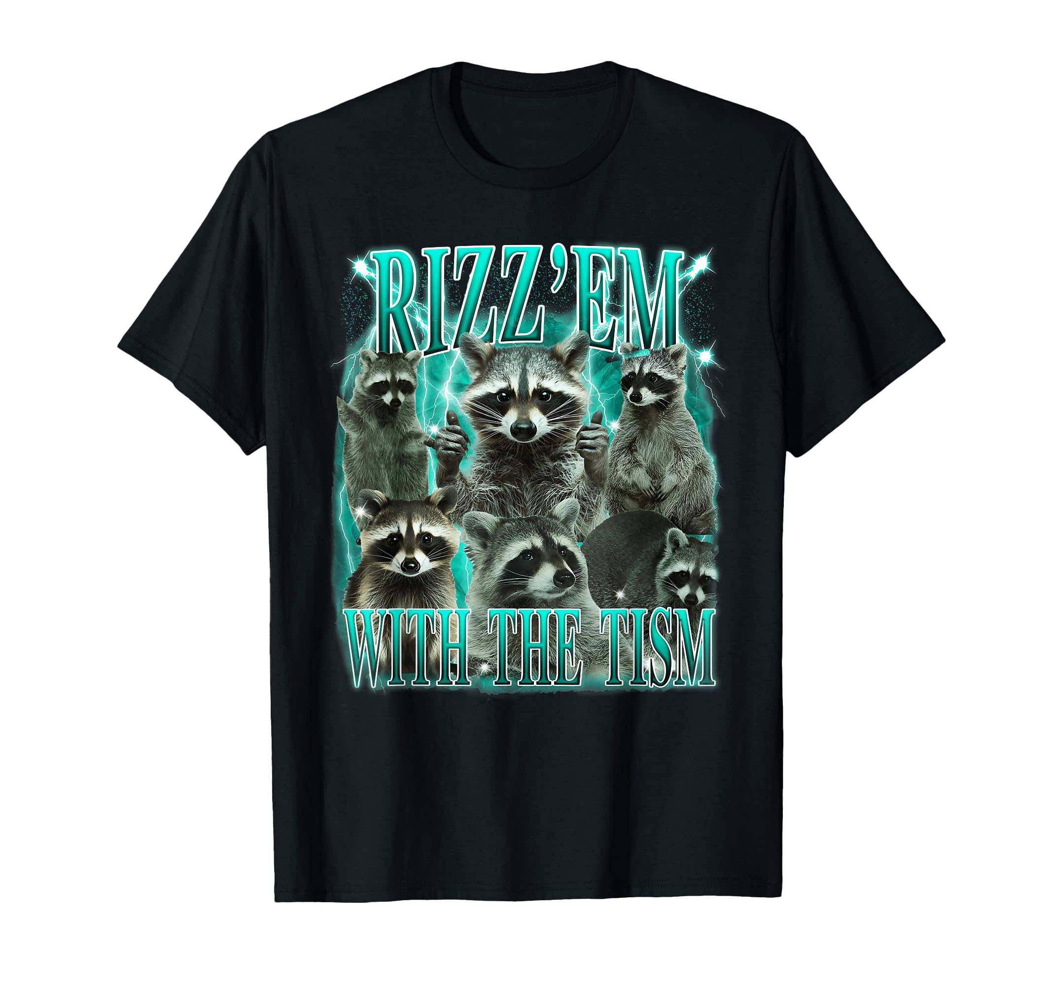 Rizz Em Tism Funny Meme Raccoon Autism T-Shirt - Trendy Graphic Men Women - T-Shirt, Sweatshirt, Hoodie
