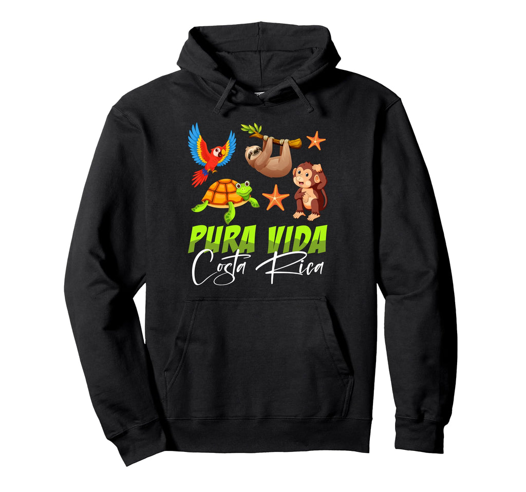 Costa Rica Parrot Sloth Turtle Monkey Hoodie - Custom Art Print Unisex - T-Shirt, Sweatshirt, Hoodie
