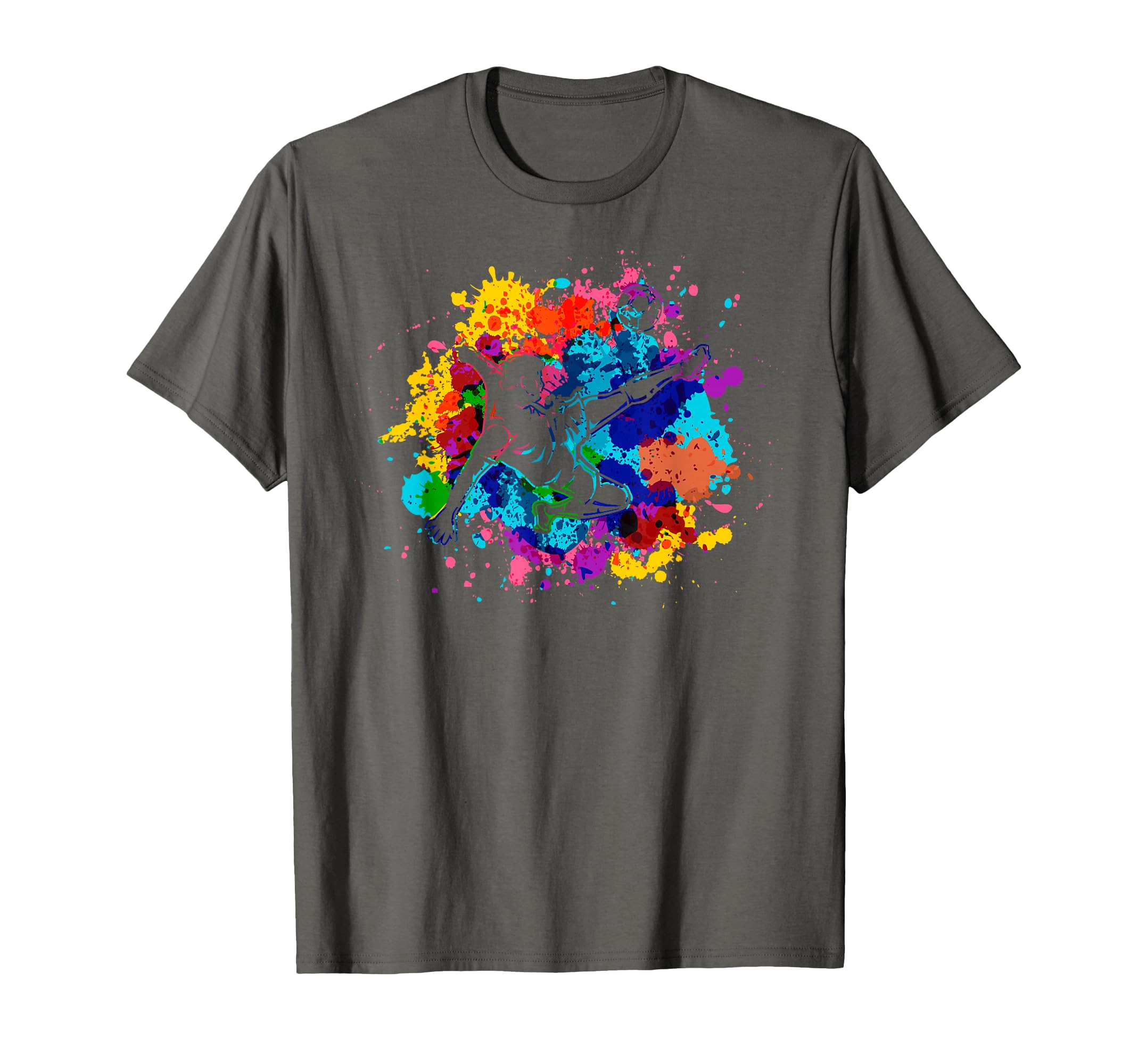 Colorful Soccer Bicycle Kick Splash Art T-Shirt - Graphic Print Unisex - T-Shirt, Sweatshirt, Hoodie