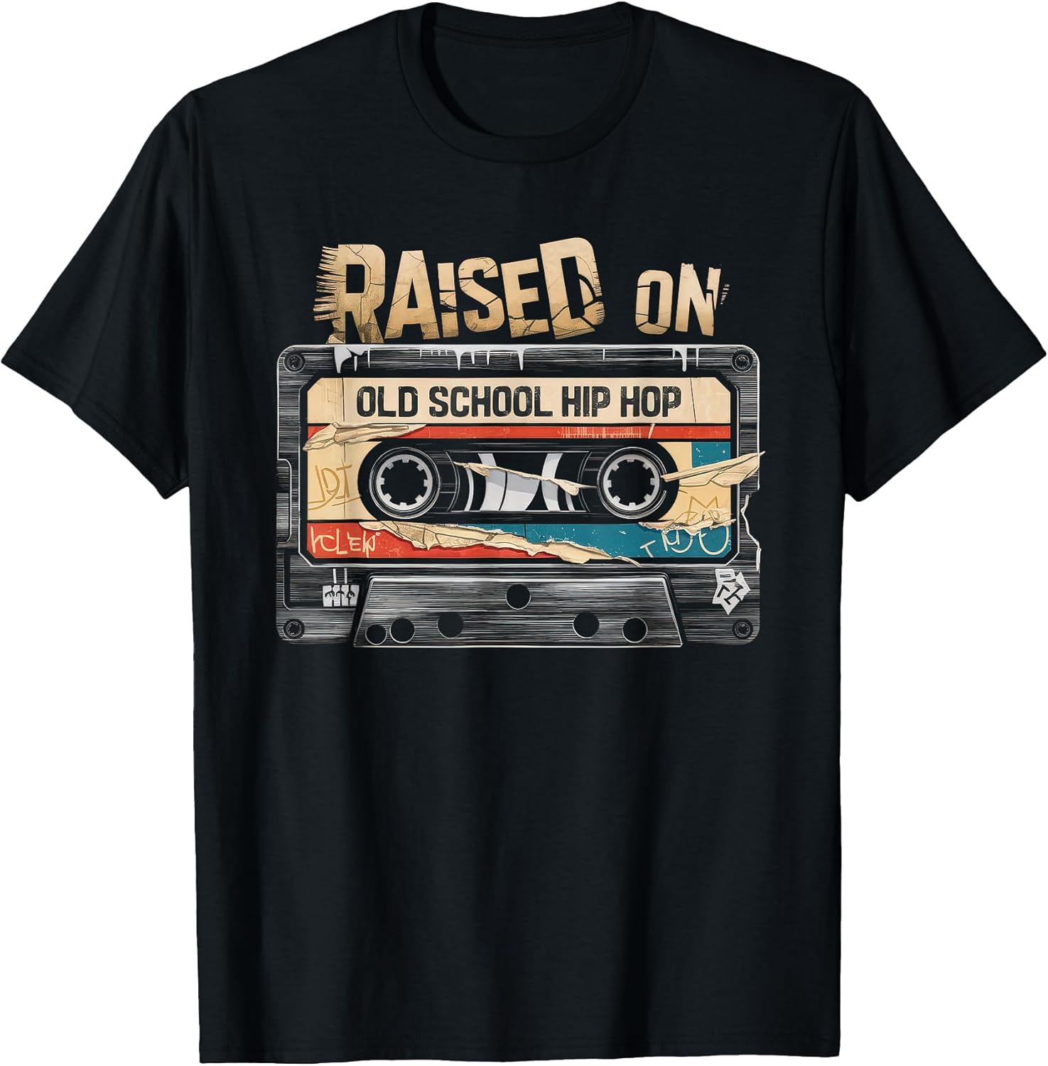 Raised ON Old School Hip HOP Cassette Graffiti Rap - Adult & Kids T-Shirts, Sweatshirts & Hoodies apparel design preview 1