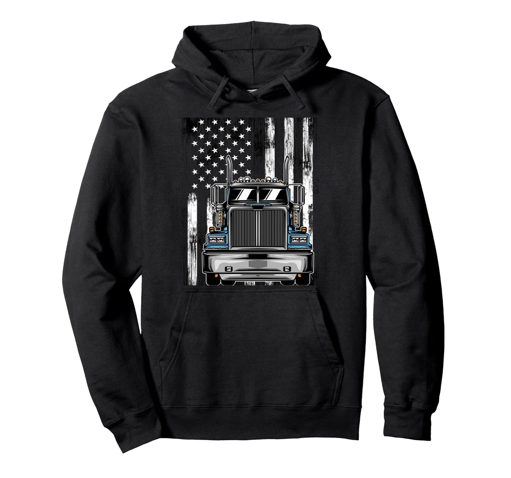 Usa Flag Trucker Papa Dad Truck Driver Hoodie - Graphic Print Unisex - T-Shirt, Sweatshirt, Hoodie