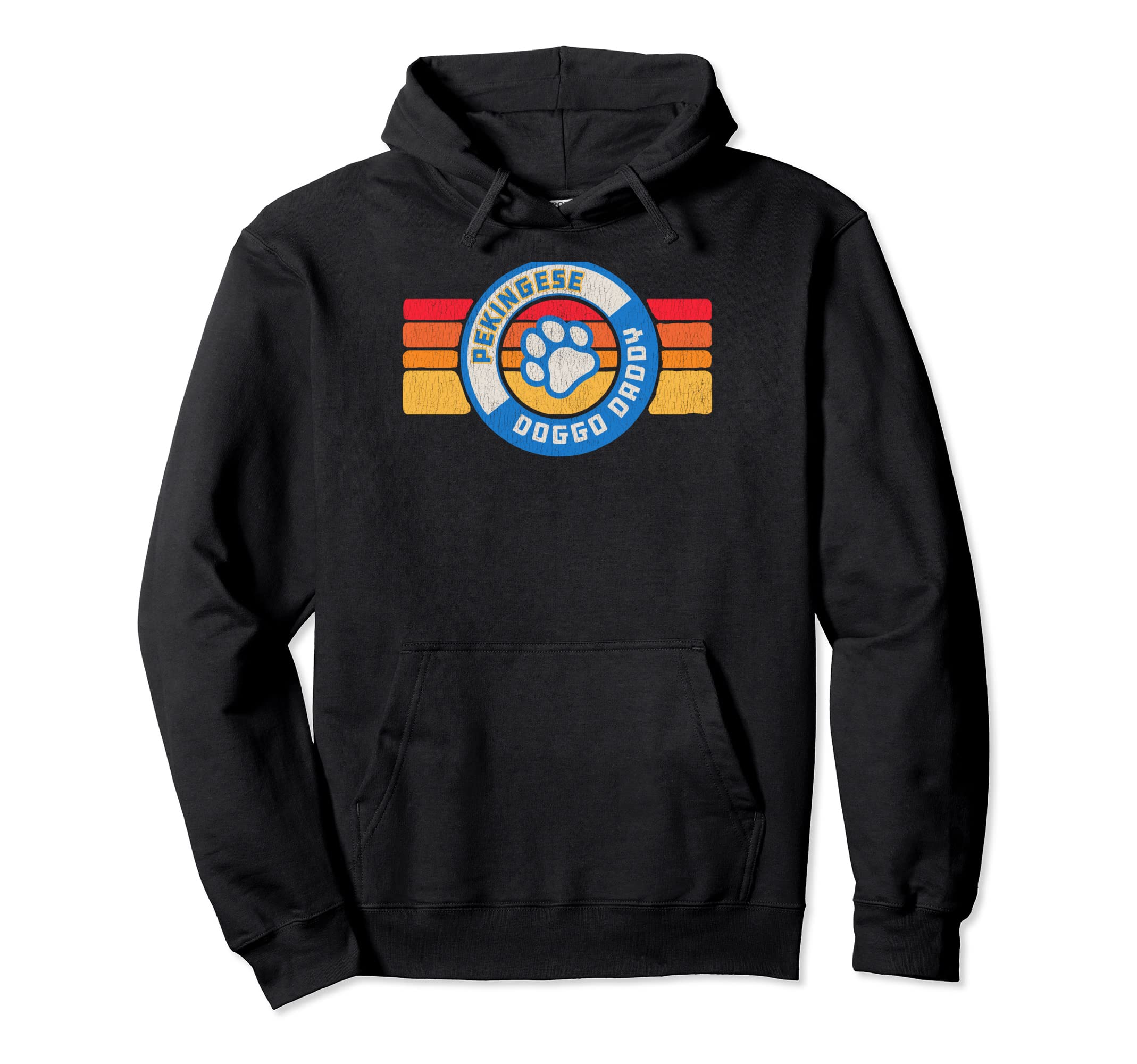 Pekingese Doggo Daddy 80S Dog Dad Hoodie - Fun Novelty Design for Adults - T-Shirt, Sweatshirt, Hoodie