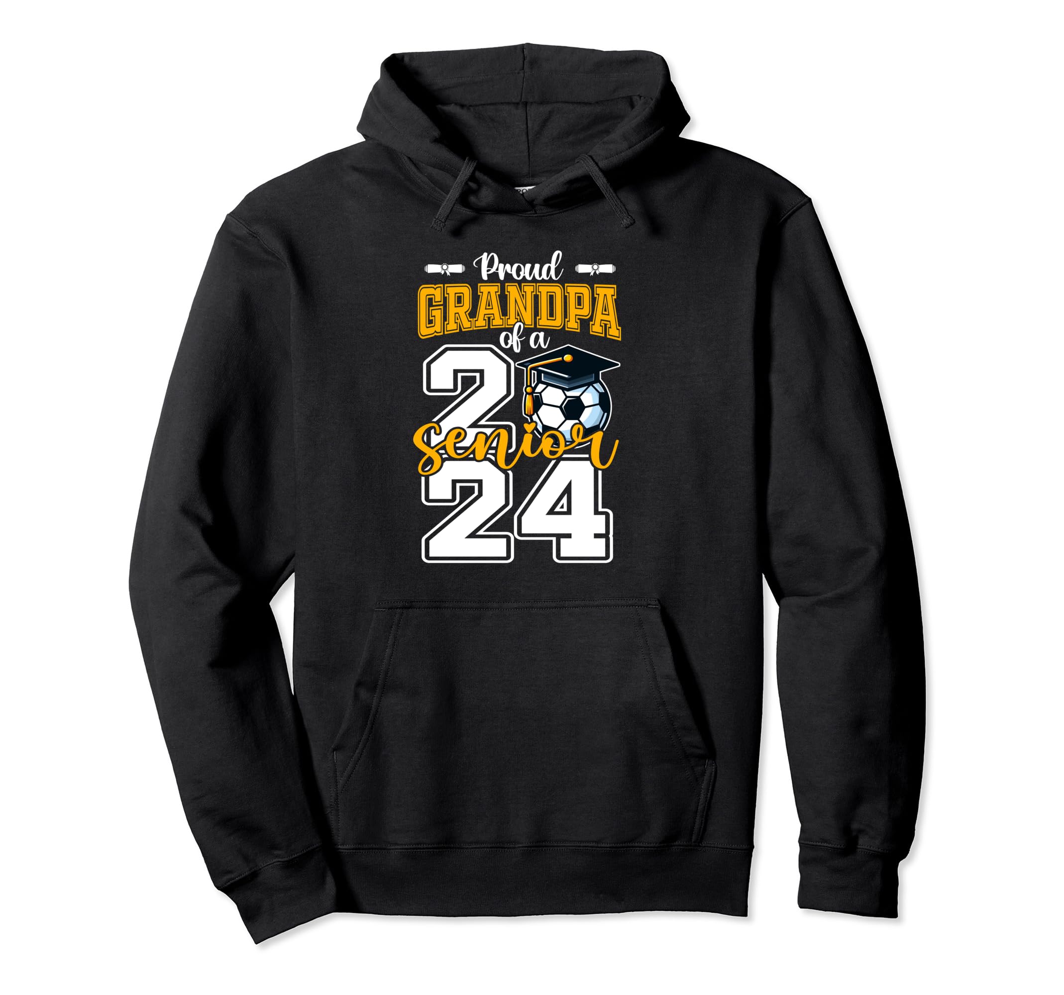 Proud Grandpa 2024 Soccer Senior Hoodie - Streetwear Style for Adults - T-Shirt, Sweatshirt, Hoodie