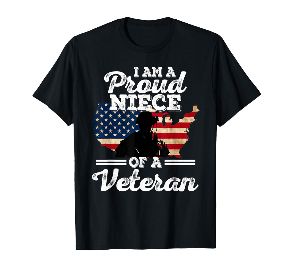 Proud Niece Veteran Patriotic T-Shirt - Custom Art Print Men Women - T-Shirt, Sweatshirt, Hoodie