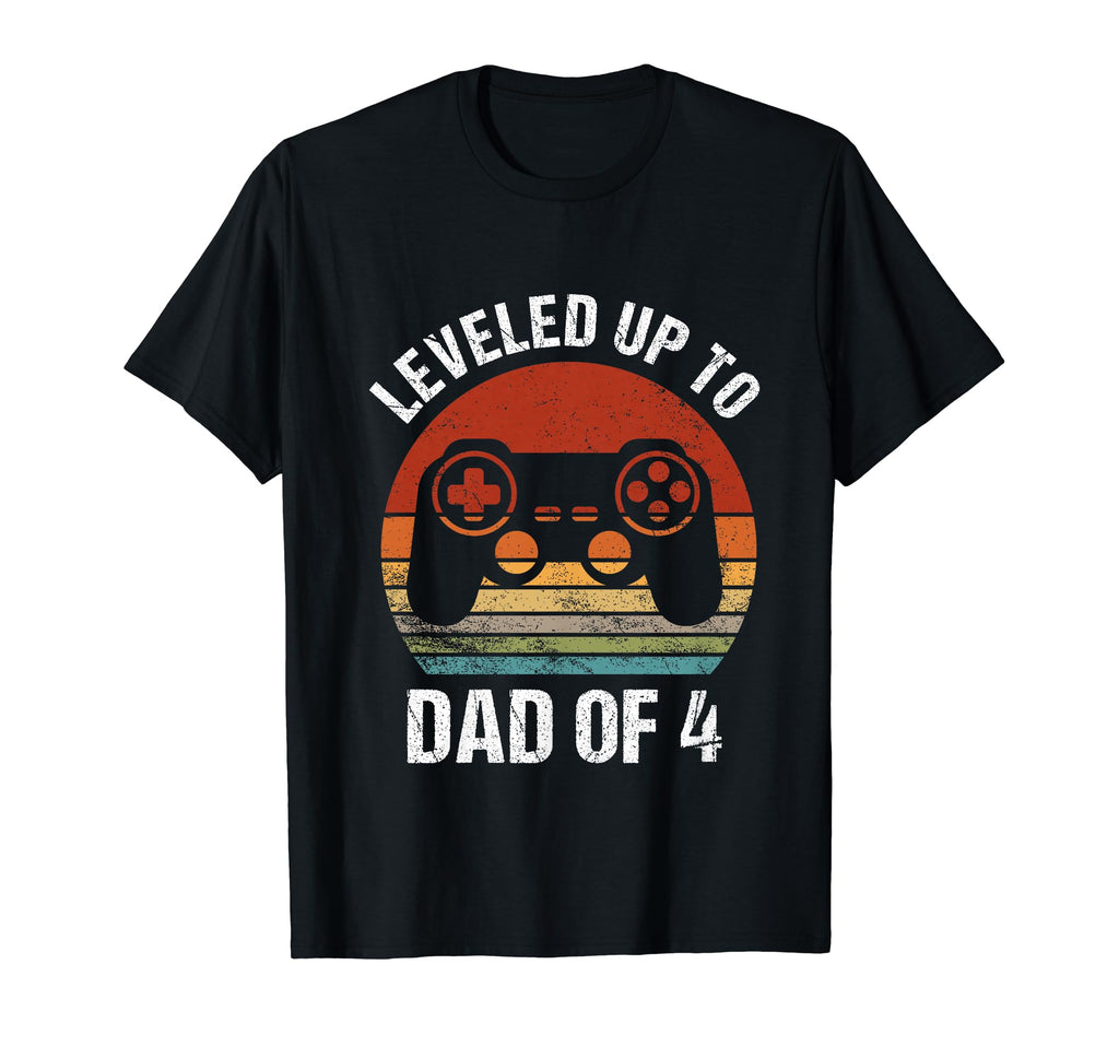Leveled Up To Dad 4 Gamer Dad Fathers Day T-Shirt - Unique Graphic Unisex - T-Shirt, Sweatshirt, Hoodie