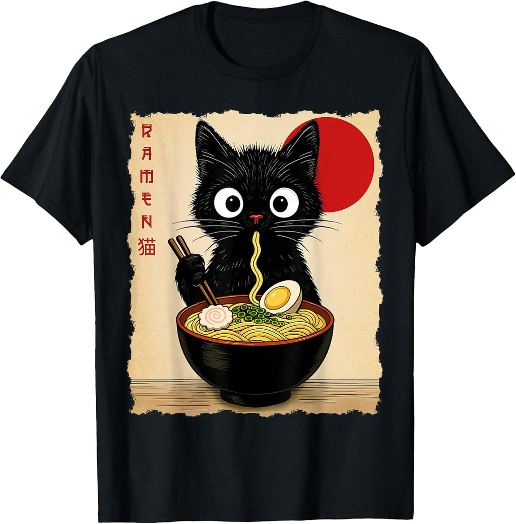 Anime Cat Ramen Japanese Funny Graphic Gifts - Adult & Kids T-Shirts, Sweatshirts & Hoodies apparel design preview 1