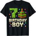 7th Birthday Boy Pixel Number Gamer - Adult & Kids T-Shirts, Sweatshirts & Hoodies apparel design preview 1