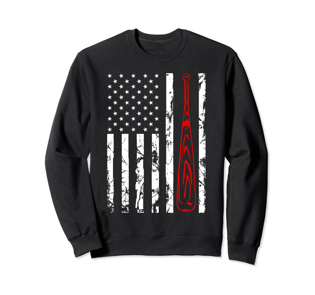 American Flag Baseball Flag Sweatshirt - Casual Everyday Wear Men Women - T-Shirt, Sweatshirt, Hoodie