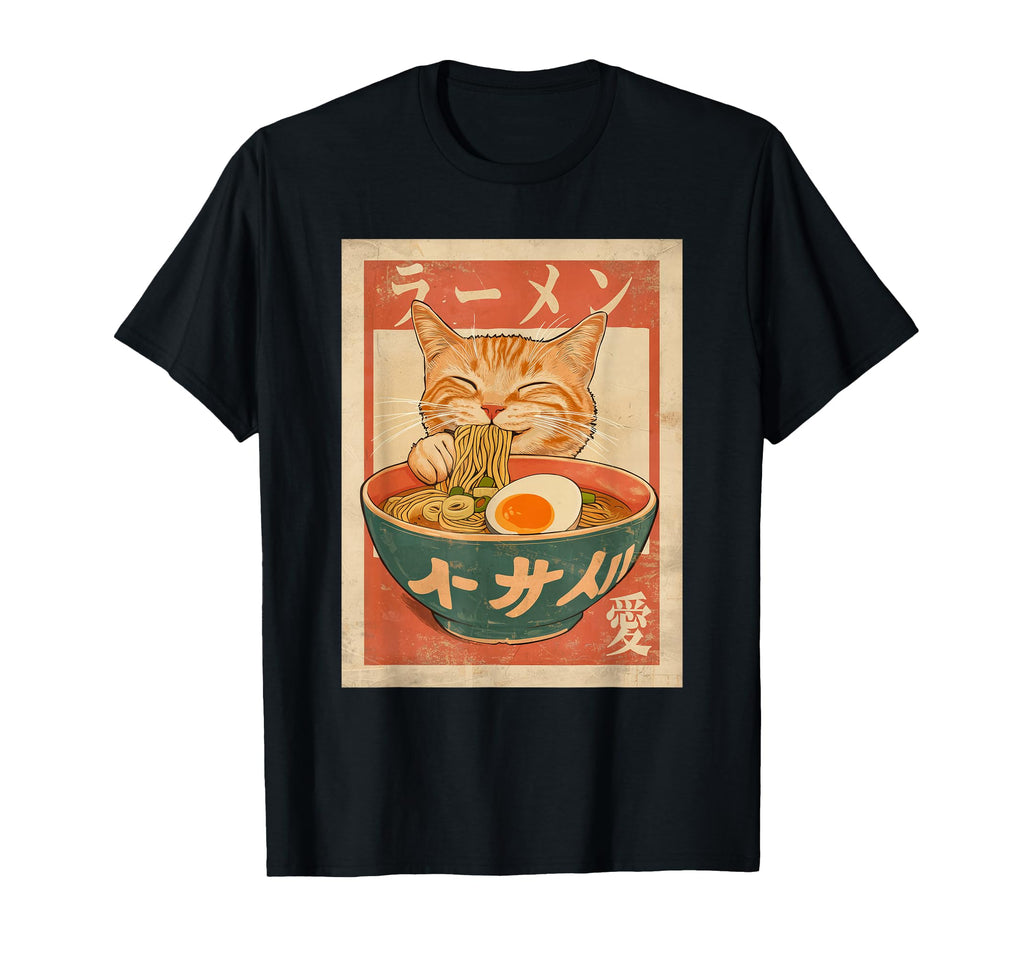 Cat Ramen Funny Kawaii Japanese Anime T-Shirt - Streetwear Style Unisex - T-Shirt, Sweatshirt, Hoodie