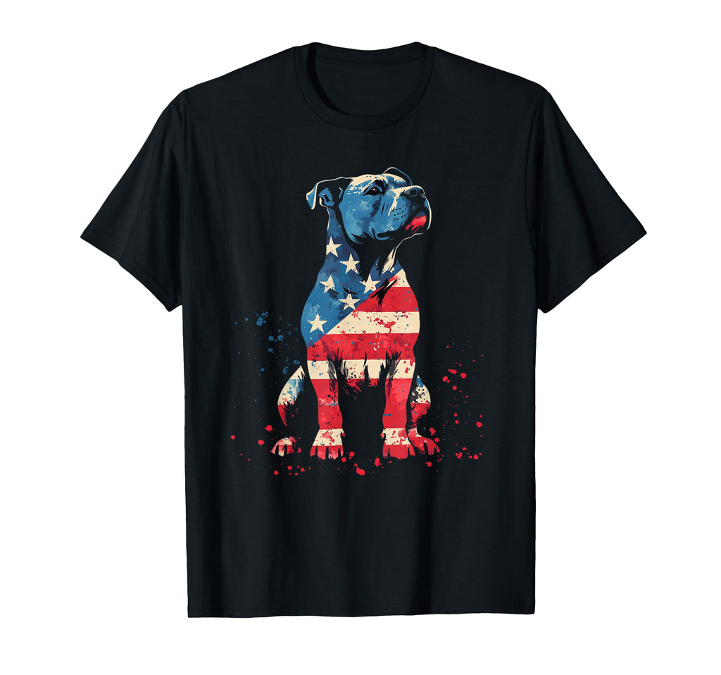 Patriotic Pitbull American Flag T-Shirt - Casual Everyday Wear for Adults - T-Shirt, Sweatshirt, Hoodie