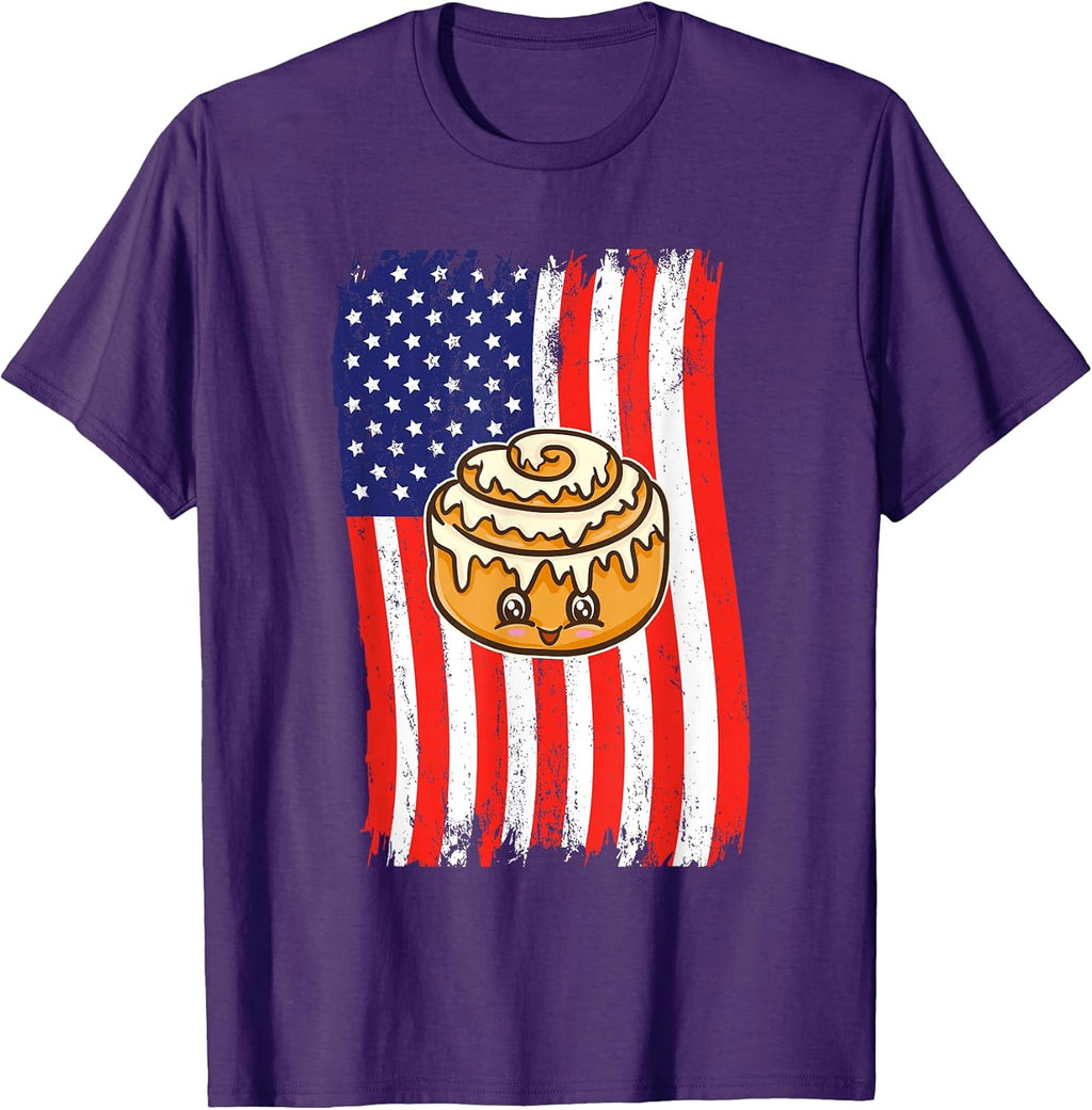 American Flag Kawaii Cinnamon Roll - Adult & Kids T-Shirts, Sweatshirts & Hoodies apparel design preview 1