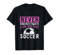 Never Underestimate Who Plays Soccer T-Shirt - Minimalist Print Men Women - T-Shirt, Sweatshirt, Hoodie