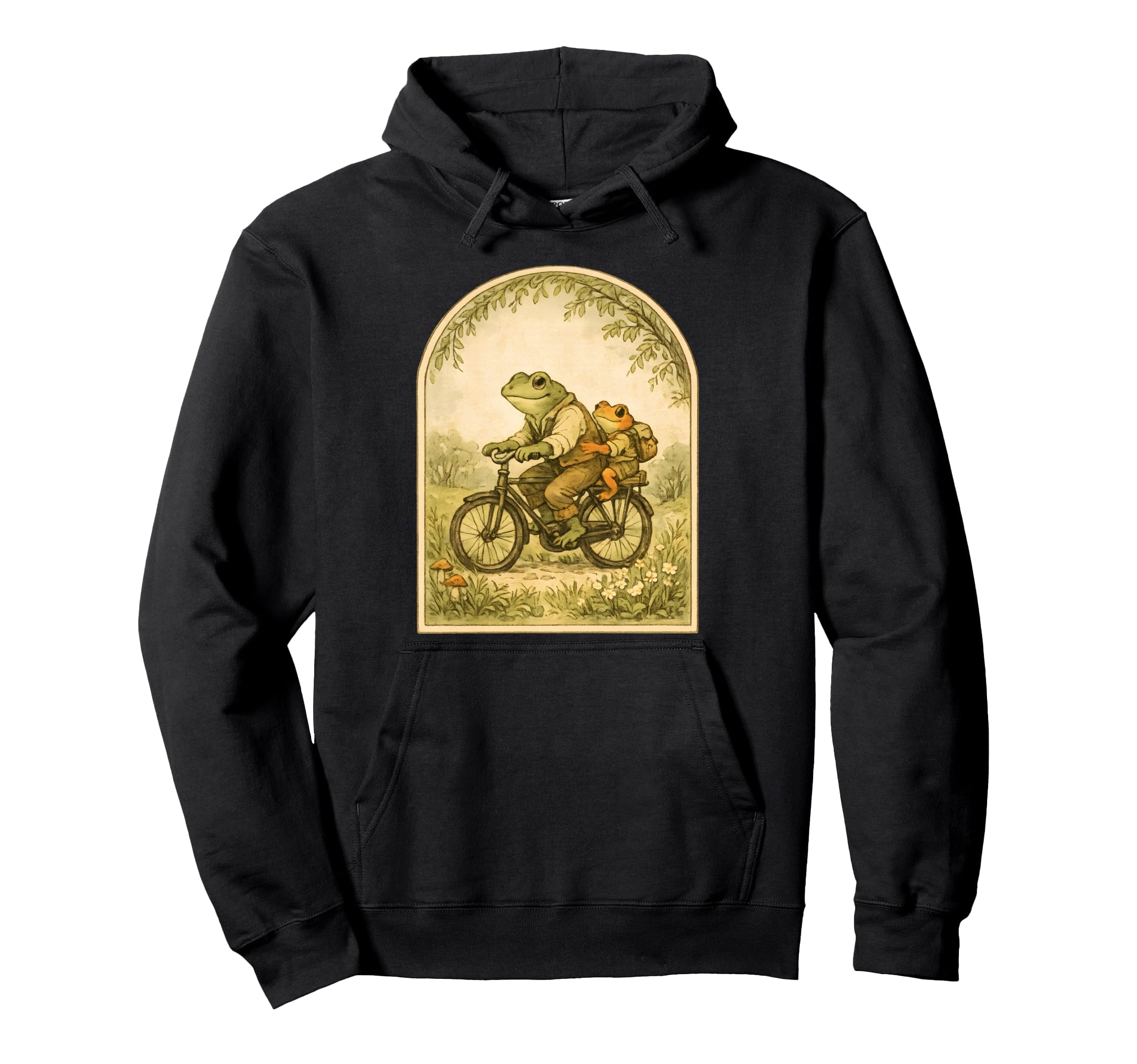 Frog Father Son Pastoral Cycling Hoodie - Minimalist Print for Adults - T-Shirt, Sweatshirt, Hoodie