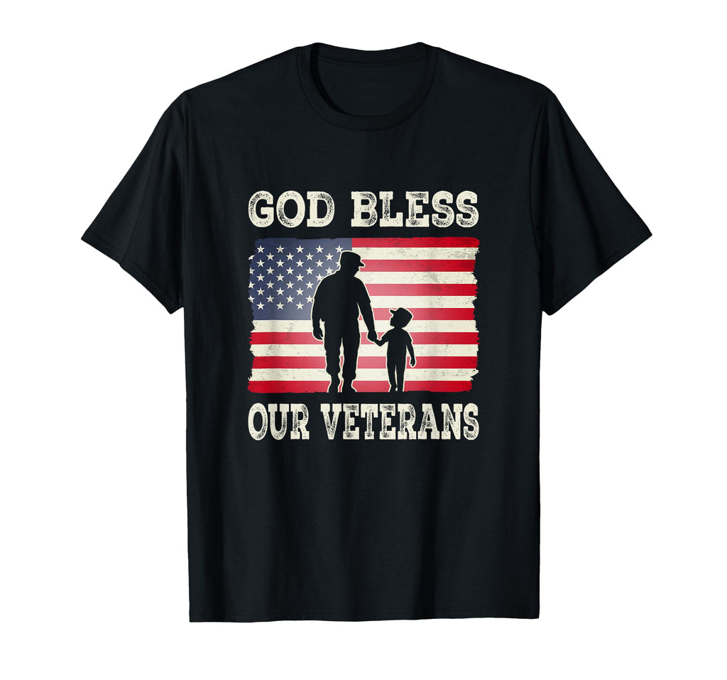 God Bless Our Veterans Military Dad Usa T-Shirt - Minimalist Print Unisex - T-Shirt, Sweatshirt, Hoodie