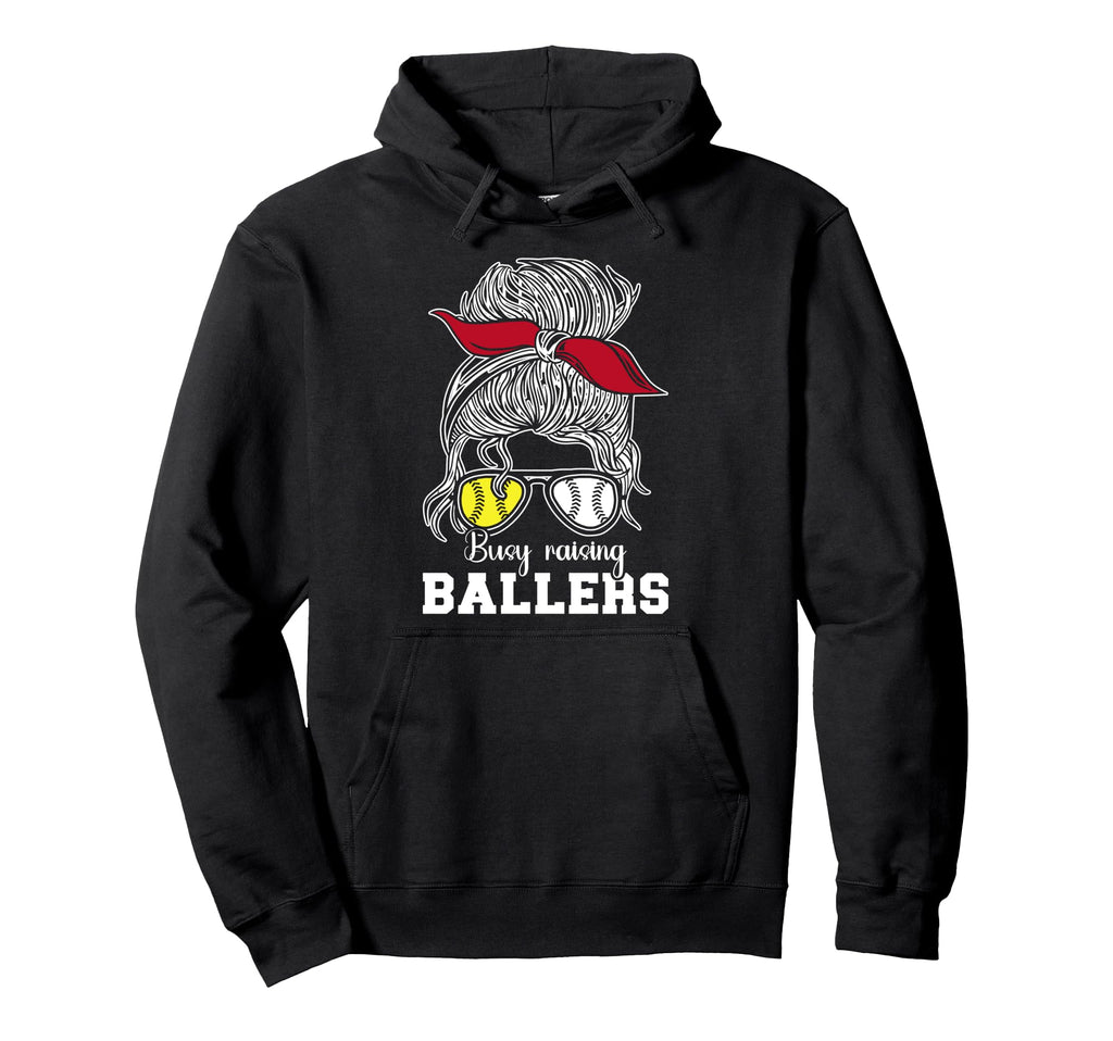 Busy Raising Ballers Baseball Softball Hoodie - Trendy Graphic Men Women - T-Shirt, Sweatshirt, Hoodie