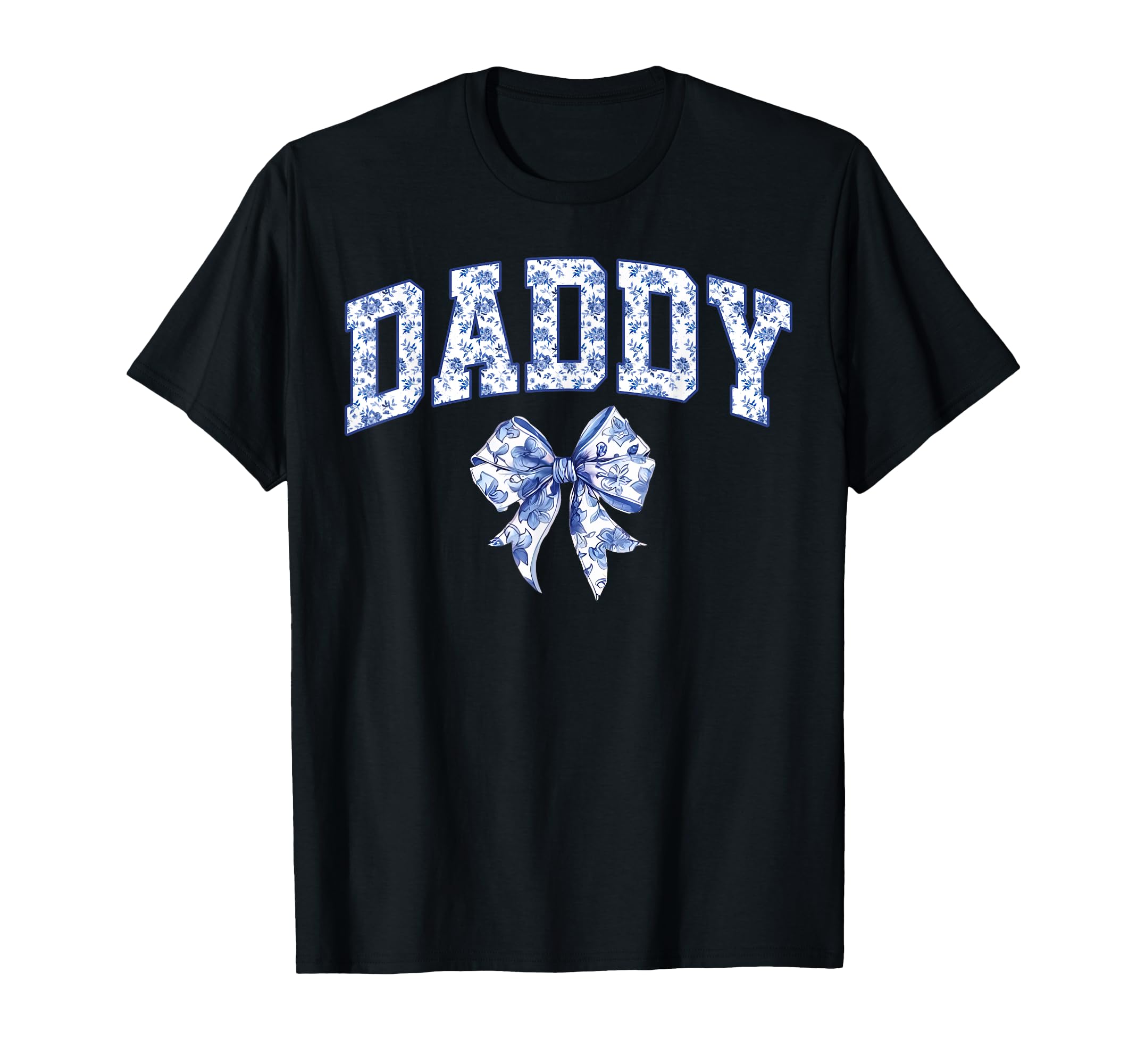 Daddy Coquette Toile Blue Bow T-Shirt - Casual Everyday Wear for Adults - T-Shirt, Sweatshirt, Hoodie