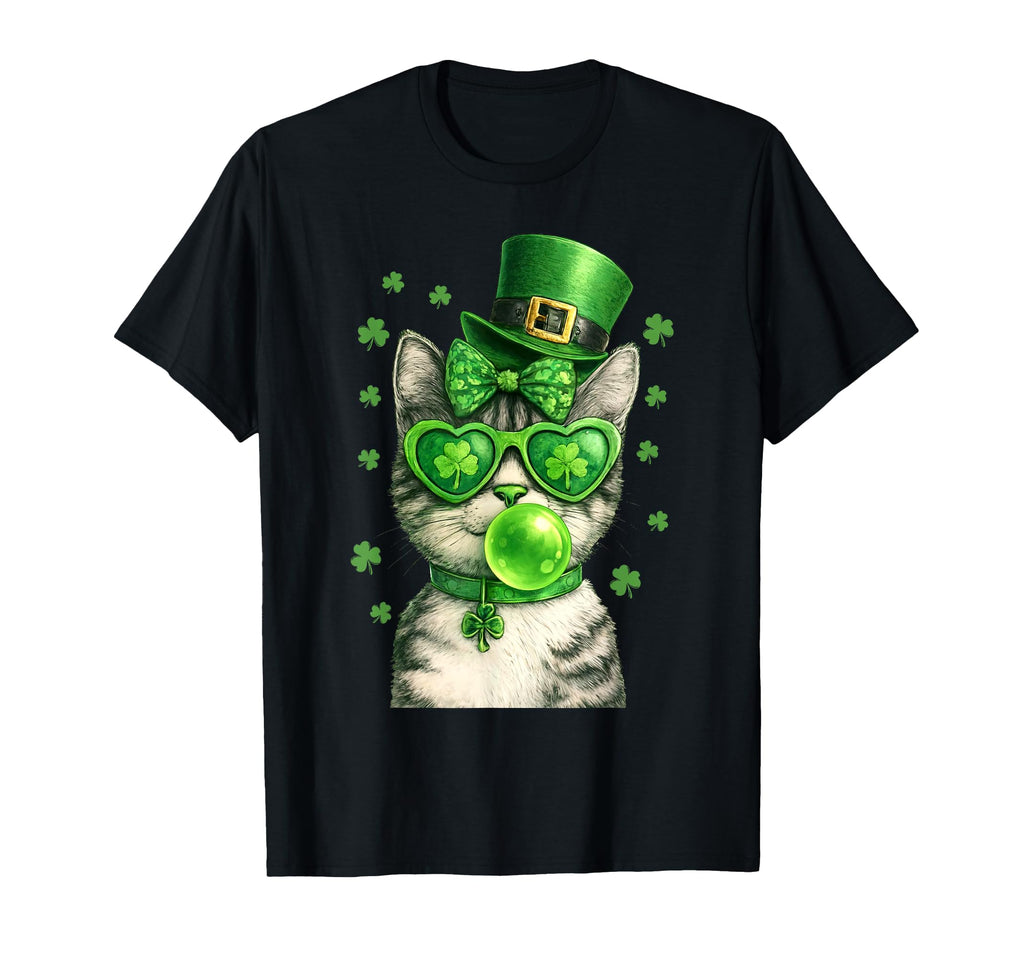 Cat Irish Leprechaun Hat Bubblegum T-Shirt - Unique Graphic for Adults - T-Shirt, Sweatshirt, Hoodie