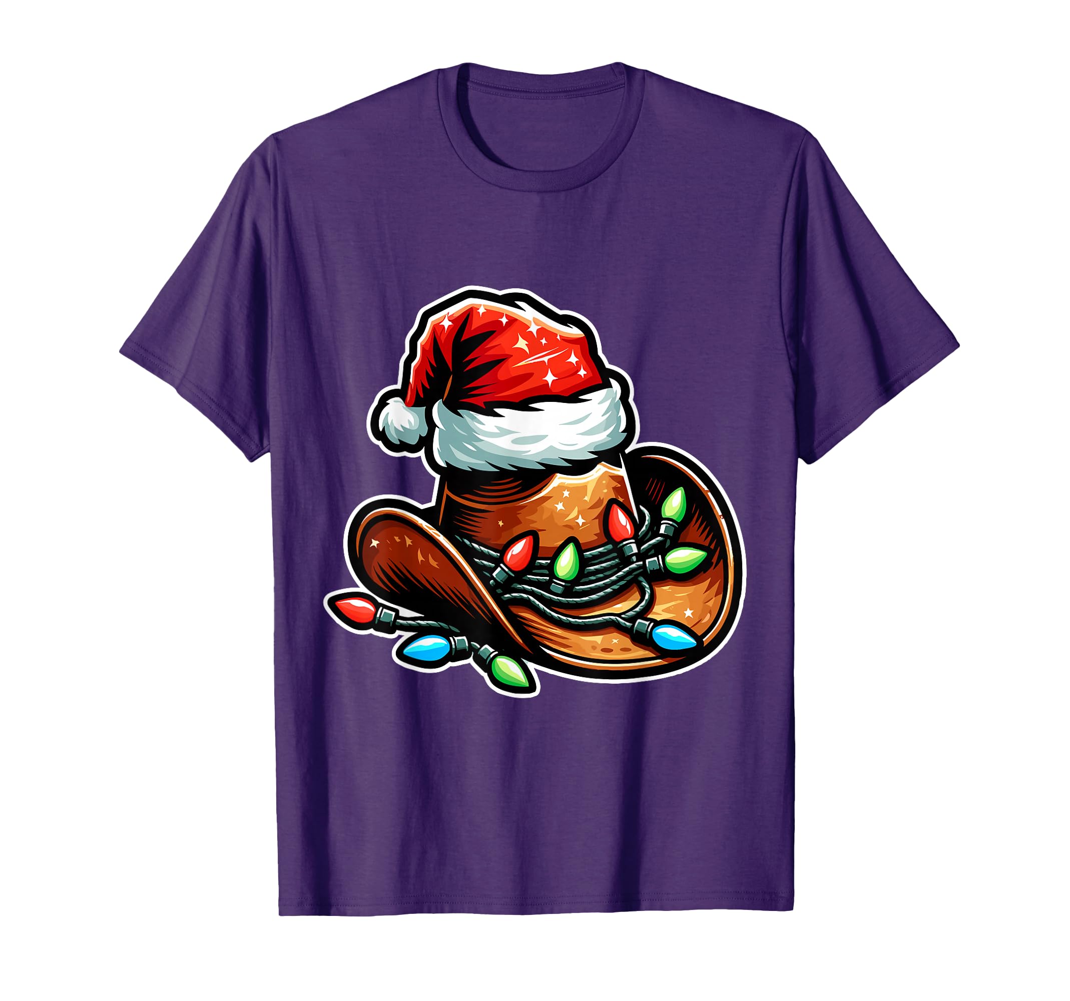 Cowboy Santa Hat Reindeer Rodeo T-Shirt - Aesthetic Graphic for Adults - T-Shirt, Sweatshirt, Hoodie