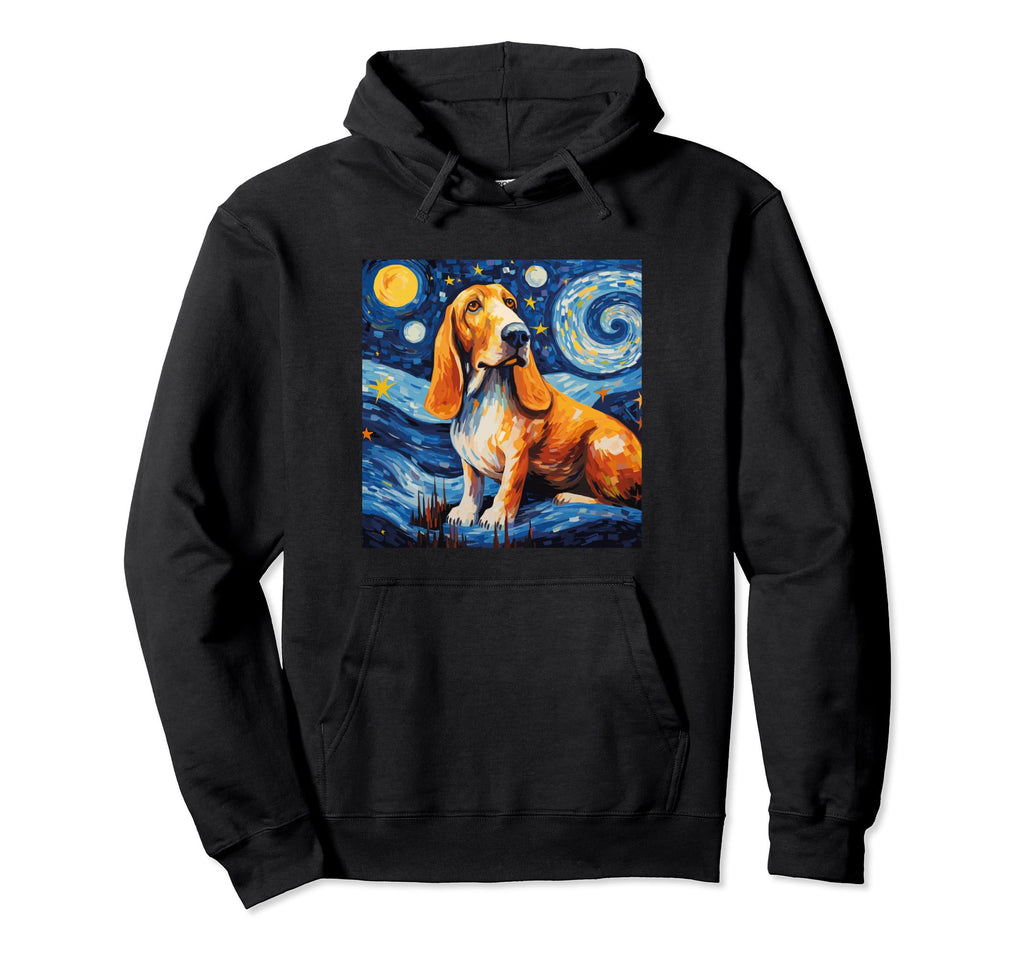 Bassett Hound Starry Night Dog Mom Dog Dad Hoodie - Novelty Apparel Unisex - T-Shirt, Sweatshirt, Hoodie
