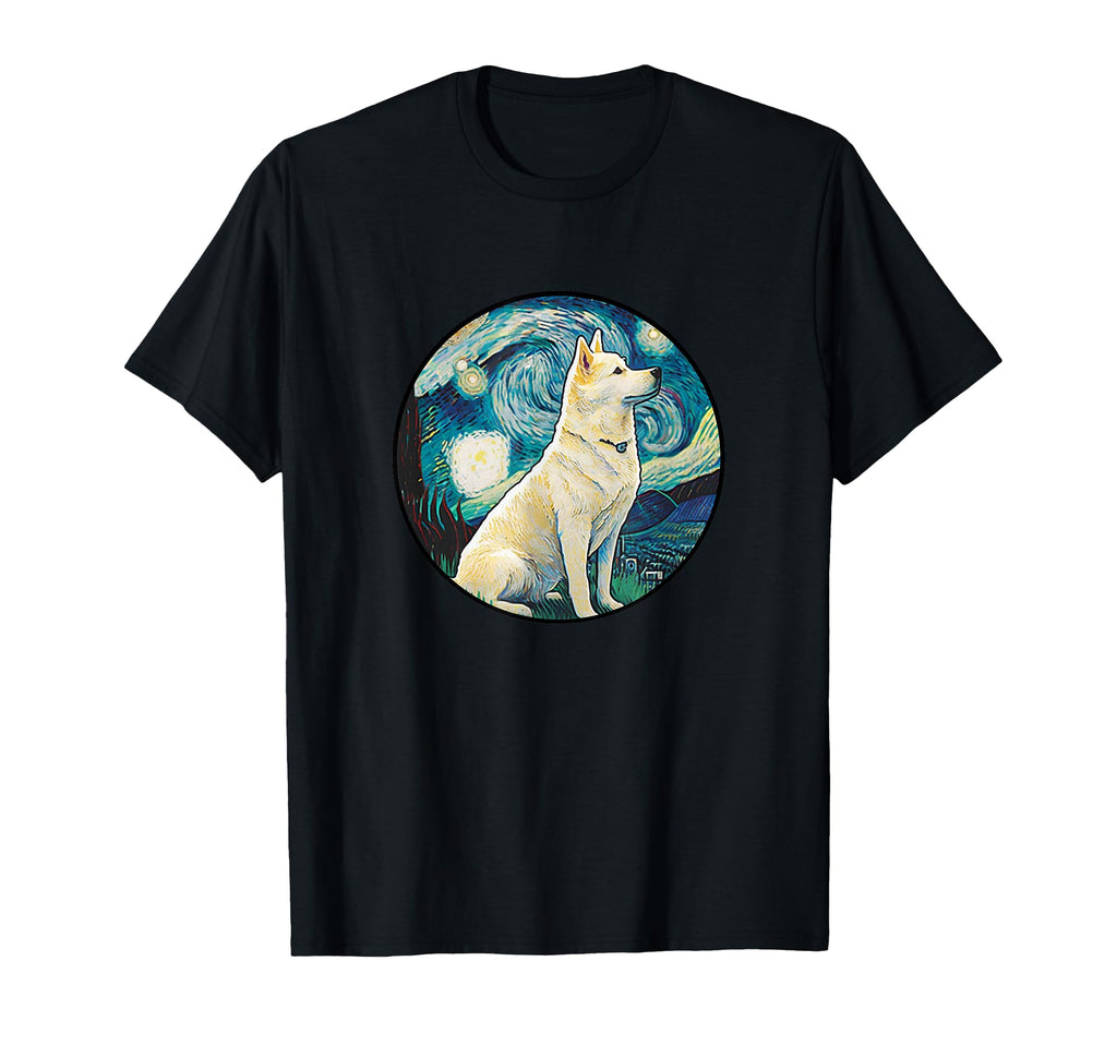 Korean Jindo Starry Night Painting Dog T-Shirt - Unique Graphic for Adults - T-Shirt, Sweatshirt, Hoodie