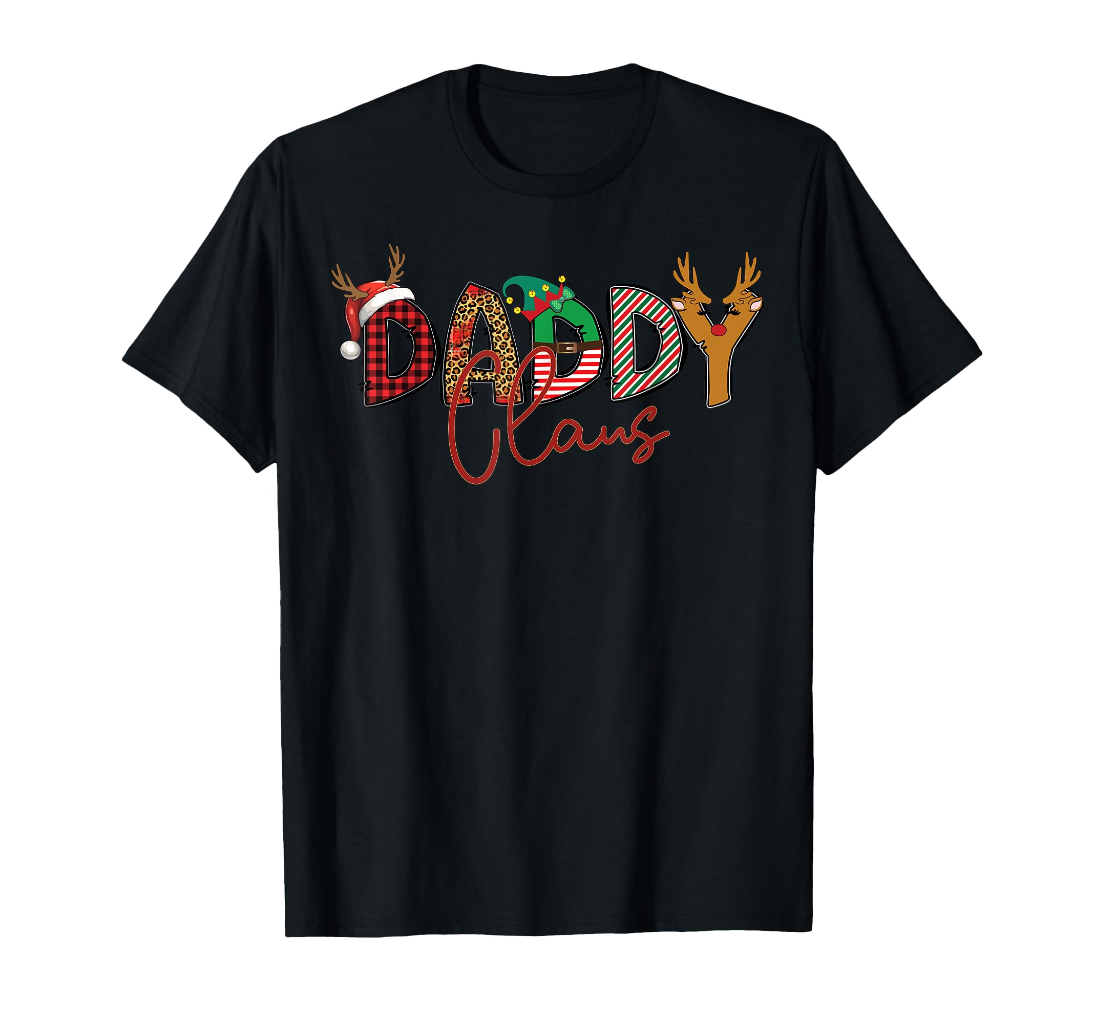 Daddy Claus Santa Hat Reindeer Leopard T-Shirt - Unique Graphic for Adults - T-Shirt, Sweatshirt, Hoodie