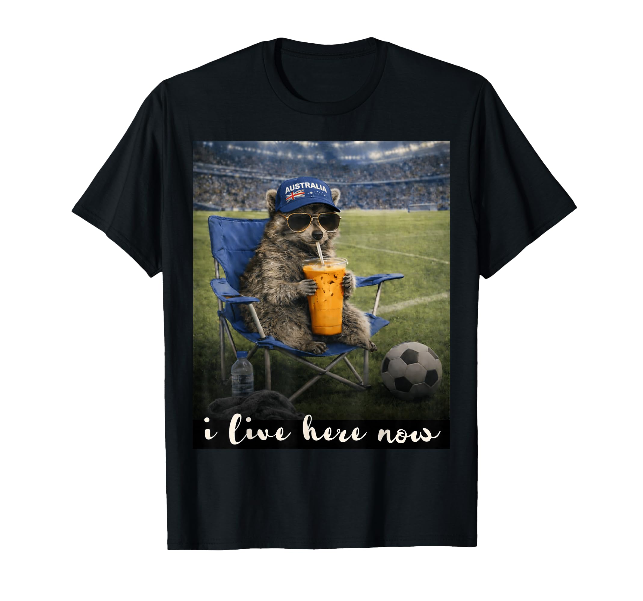 Funny Raccoon Autralia Soccer Fan T-Shirt - Fun Novelty Design for Adults - T-Shirt, Sweatshirt, Hoodie