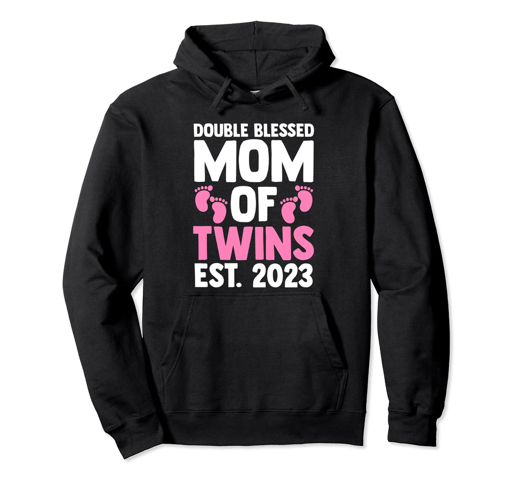 Double Blessed Mom Twins Est 2023 Mom Hoodie - Custom Art Print Unisex - T-Shirt, Sweatshirt, Hoodie