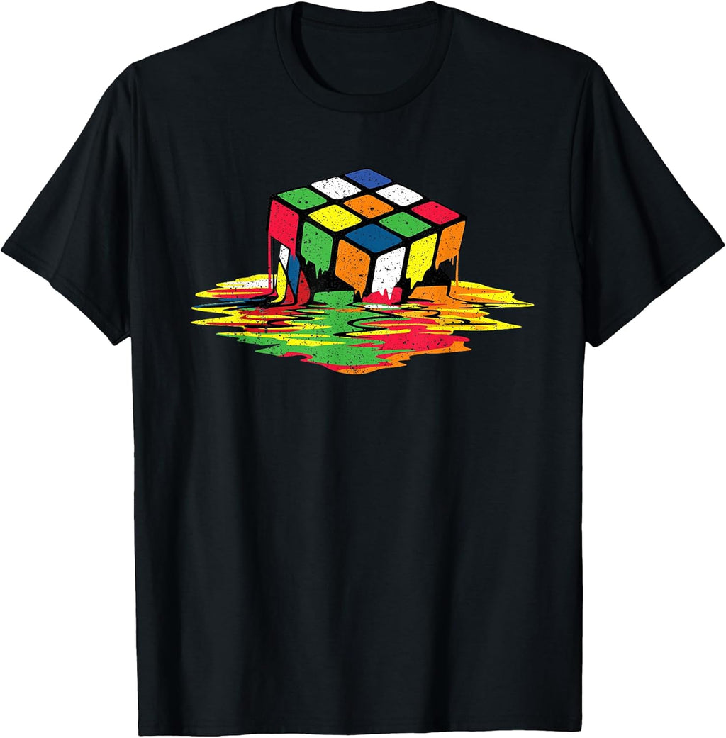 Melting Puzzle Cube Retro Speed Cubing 80's Vintage - Adult & Kids T-Shirts, Sweatshirts & Hoodies apparel design preview 1