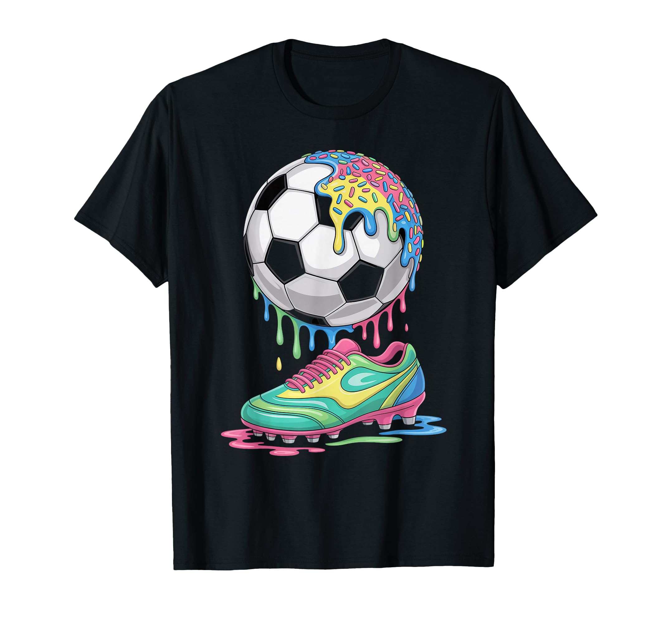 Soccer Ball Drip Ice Cream Drip T-Shirt - Fun Novelty Design for Adults - T-Shirt, Sweatshirt, Hoodie