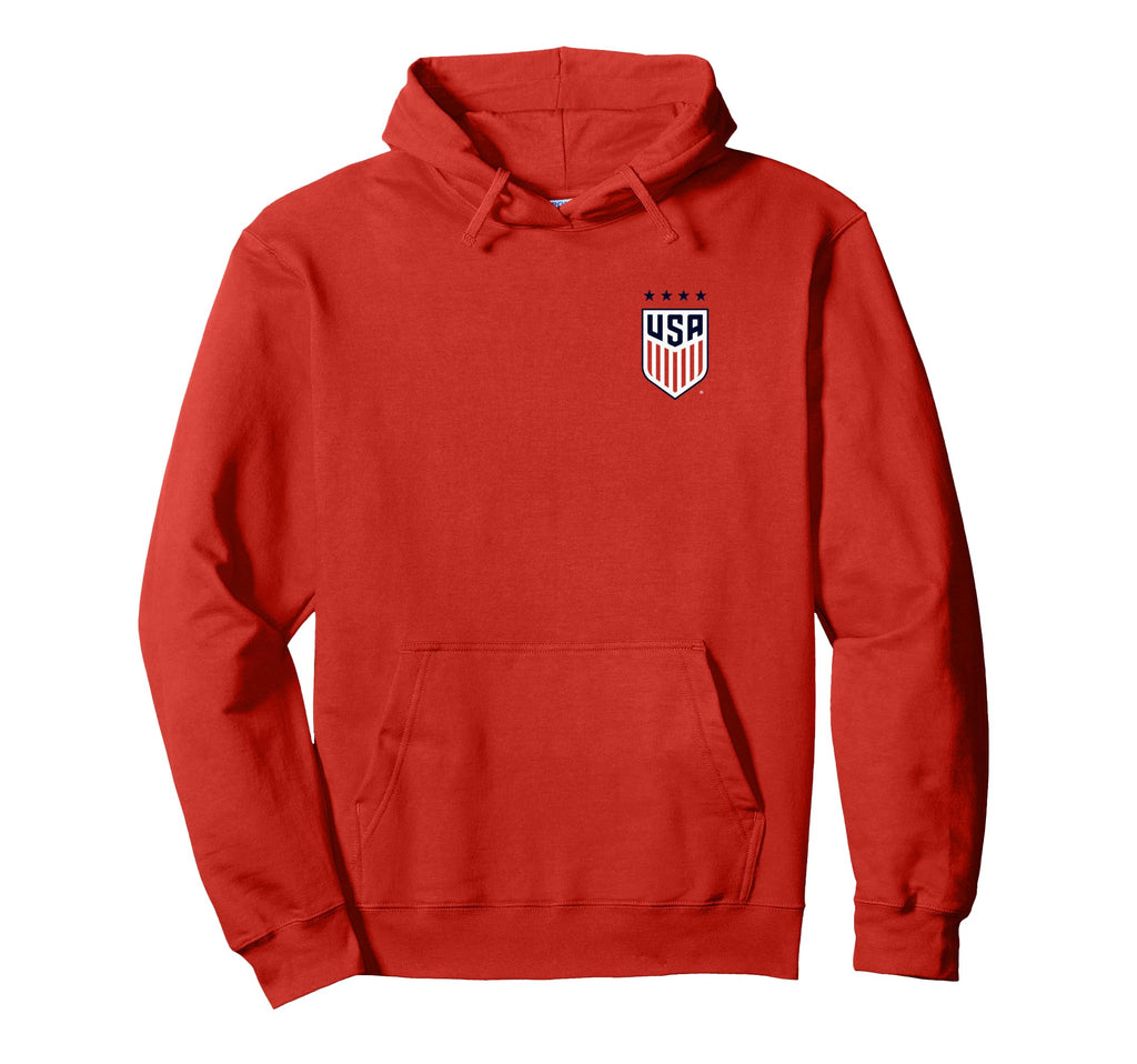 Usa Soccer Front Back Crest Red Uswnt Hoodie - Minimalist Print for Adults - T-Shirt, Sweatshirt, Hoodie