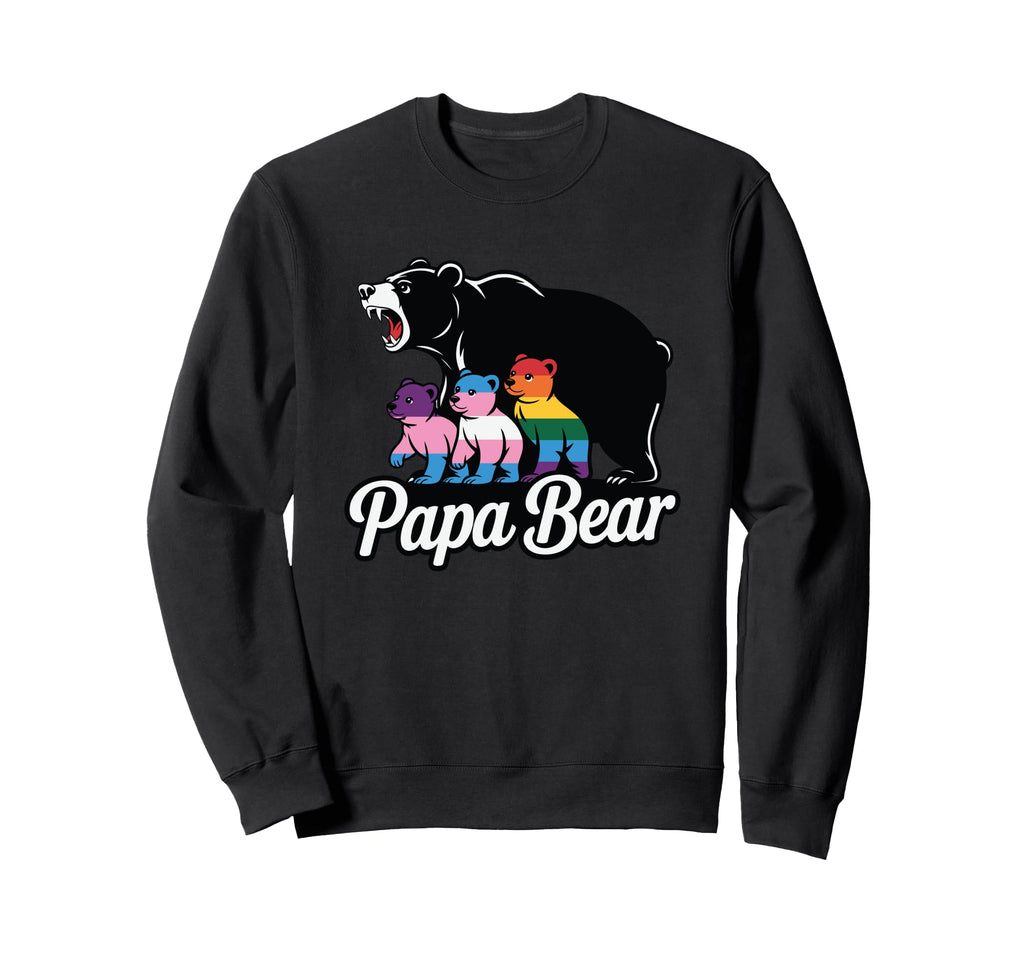 Papa Bear Pride Colorful Family Love Sweatshirt - Graphic Print for Adults - T-Shirt, Sweatshirt, Hoodie