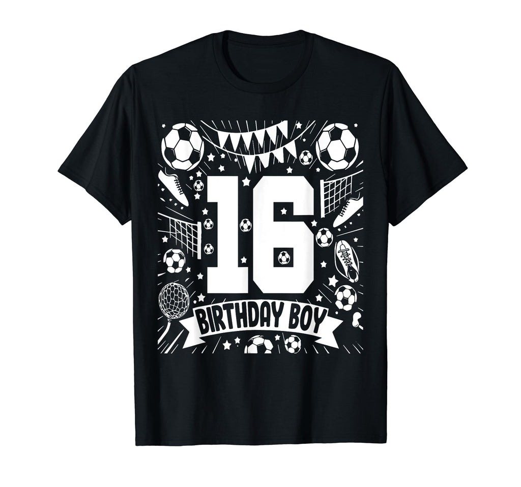 Soccer Birthday 16 Years Football 16Th T-Shirt - Unique Graphic for Adults - T-Shirt, Sweatshirt, Hoodie