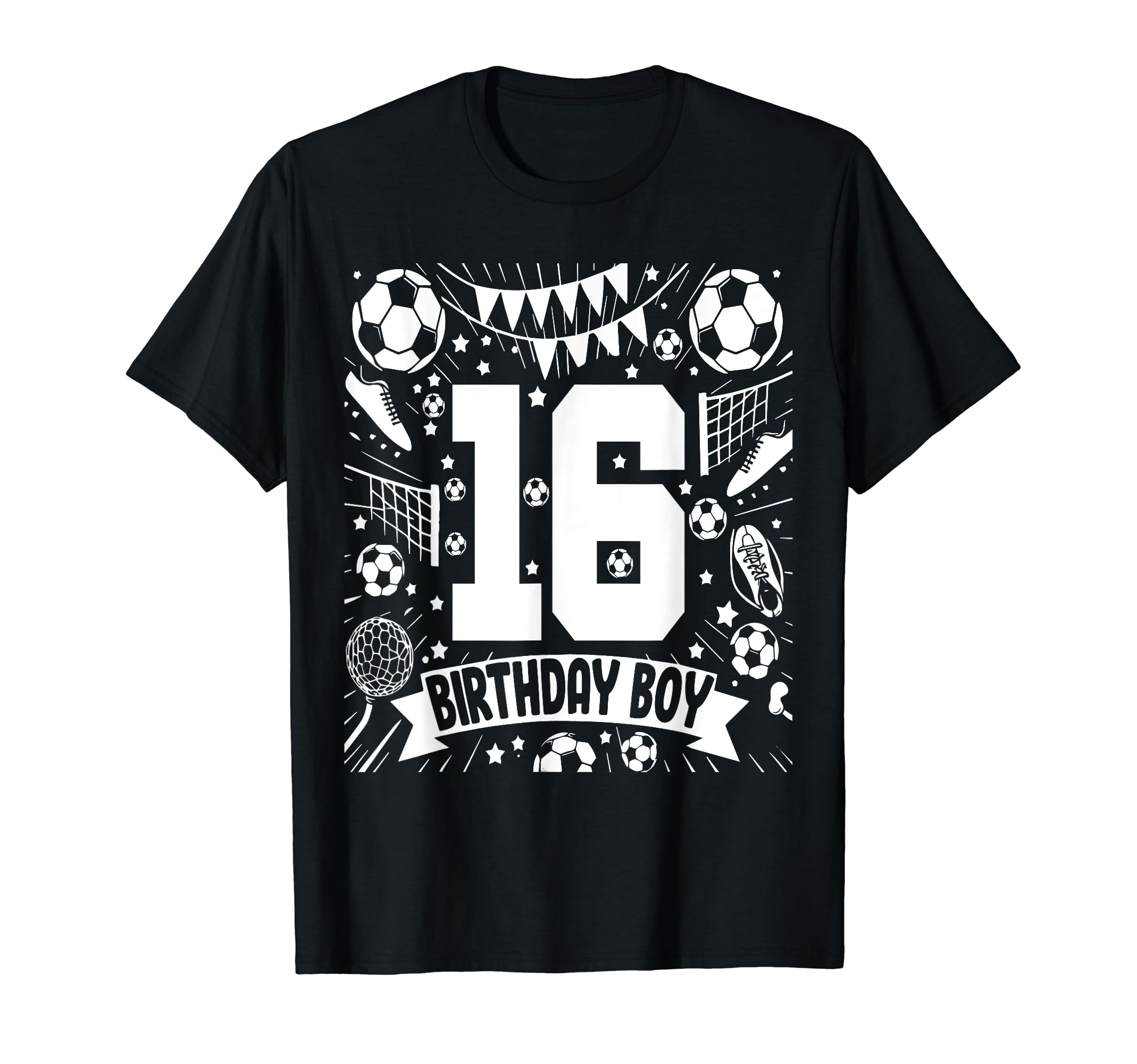 Soccer Birthday 16 Years Football 16Th T-Shirt - Unique Graphic for Adults - T-Shirt, Sweatshirt, Hoodie