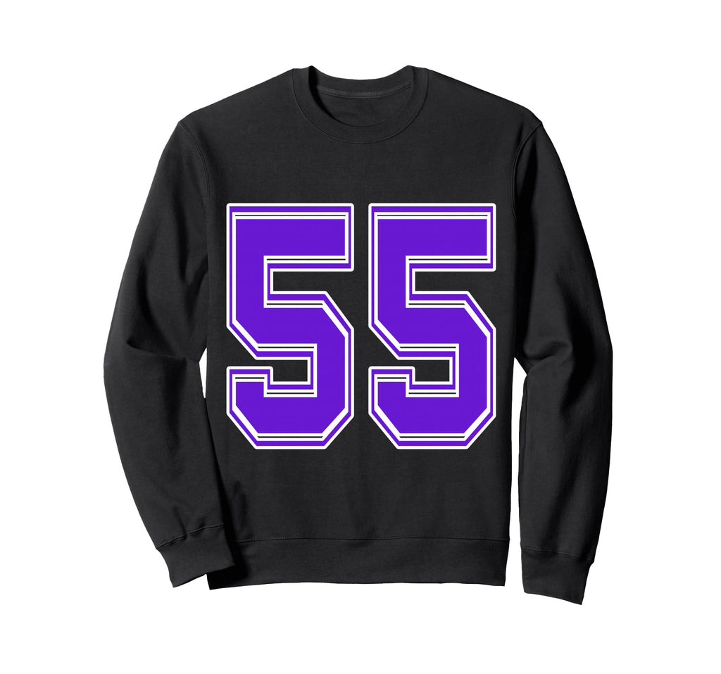 Purple Number 55 Football Baseball Sweatshirt - Trendy Graphic for Adults - T-Shirt, Sweatshirt, Hoodie
