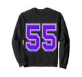 Purple Number 55 Football Baseball Sweatshirt - Trendy Graphic for Adults - T-Shirt, Sweatshirt, Hoodie