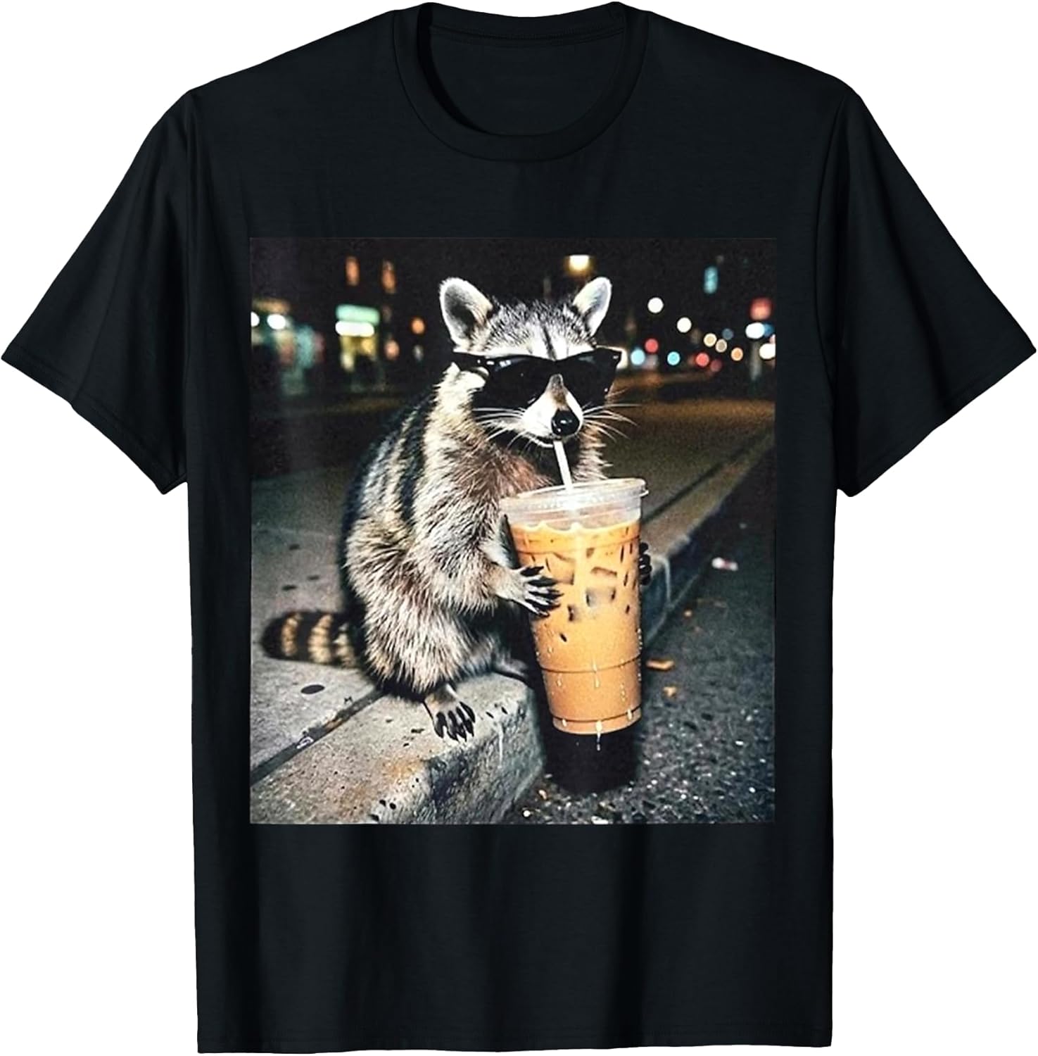 Funny Raccoon Drinking Milk Cute Animal Selfie - Adult & Kids T-Shirts, Sweatshirts & Hoodies apparel design preview 1
