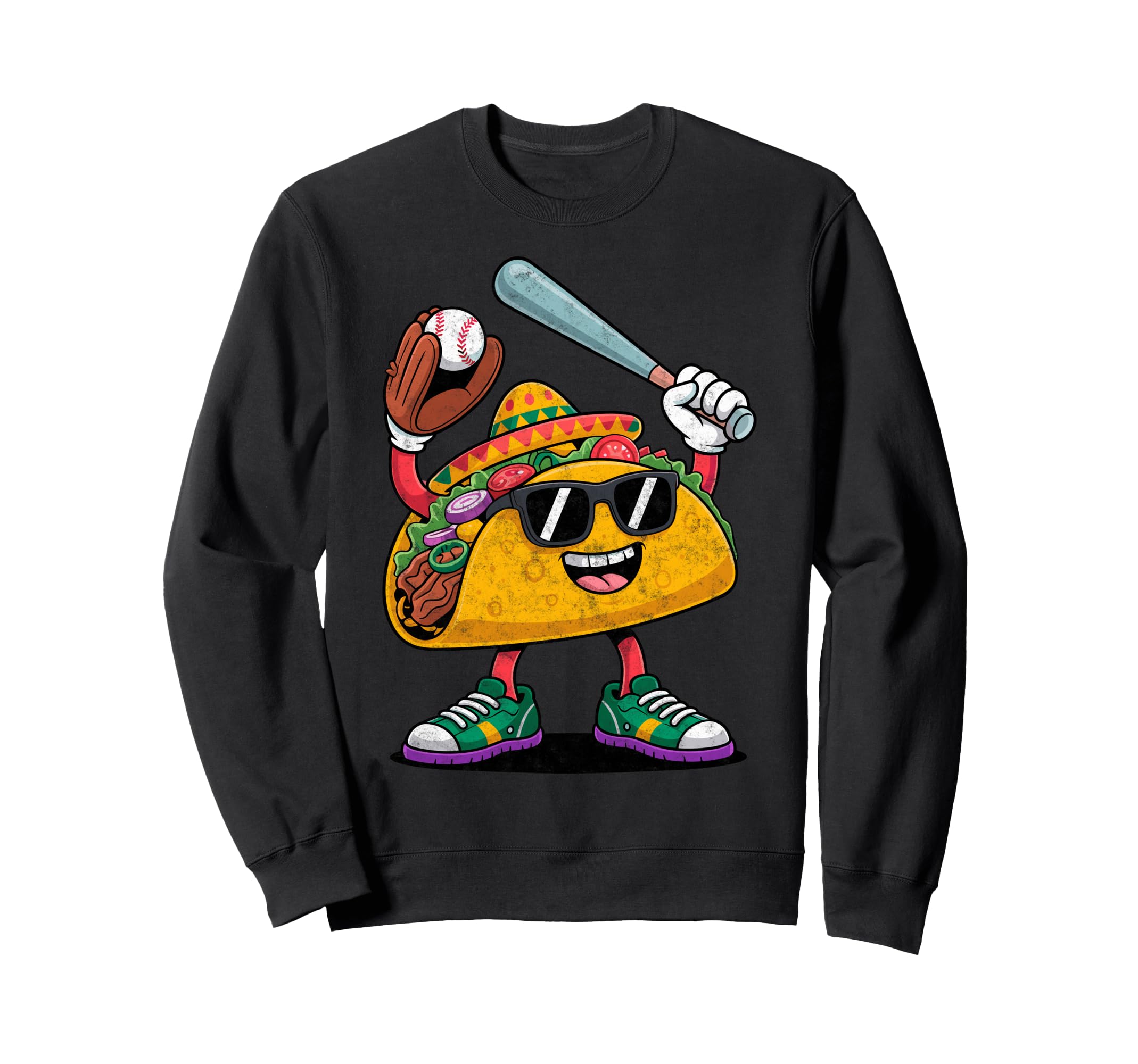 Funny Taco Baseball Player Coach Sweatshirt - Fun Novelty Design Men Women - T-Shirt, Sweatshirt, Hoodie