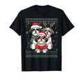 Shih Tzu Dog Ugly Santa Hat Reindeer T-Shirt - Graphic Print Men Women - T-Shirt, Sweatshirt, Hoodie