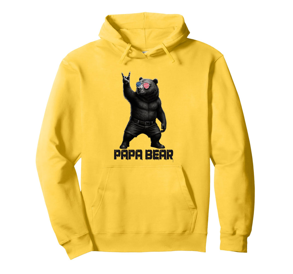 Papa Bear Grizzly Bear Rock Gesture Hoodie - Unique Graphic Men Women - T-Shirt, Sweatshirt, Hoodie