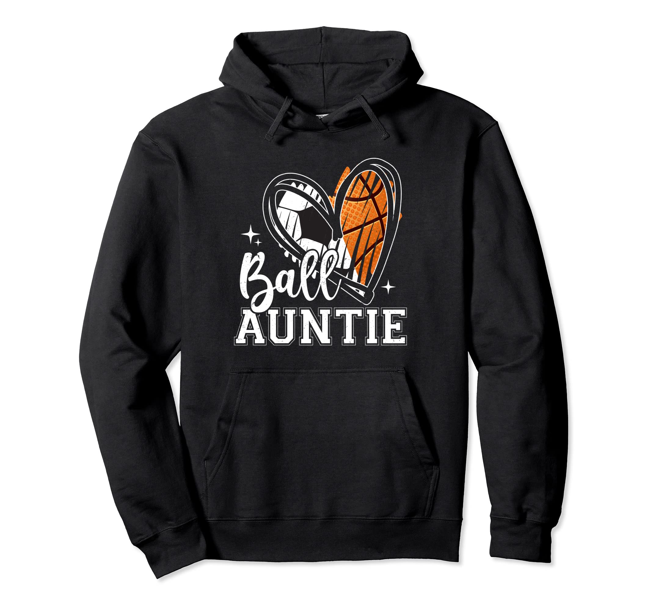 Ball Auntie Heart Soccer Basketball Hoodie - Aesthetic Graphic Unisex - T-Shirt, Sweatshirt, Hoodie