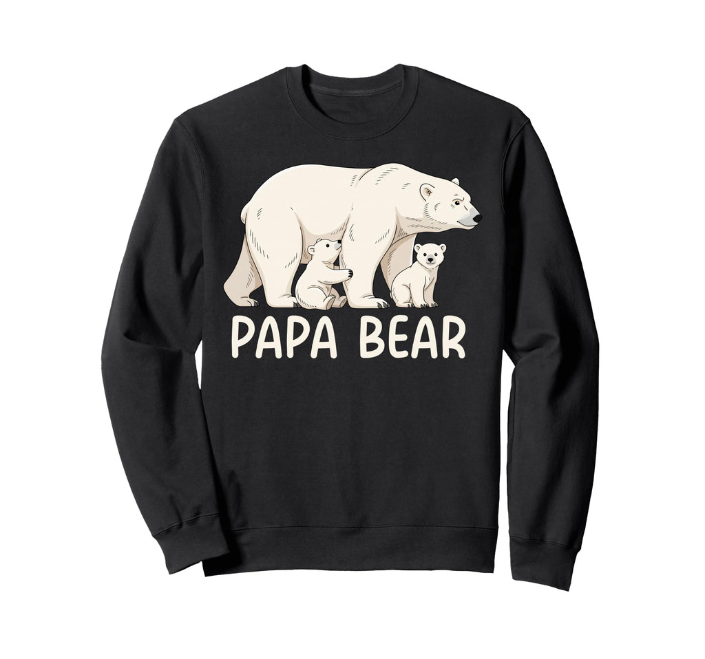 Papa Bear Two Cubs Polar Bear Family Sweatshirt - Graphic Print Unisex - T-Shirt, Sweatshirt, Hoodie