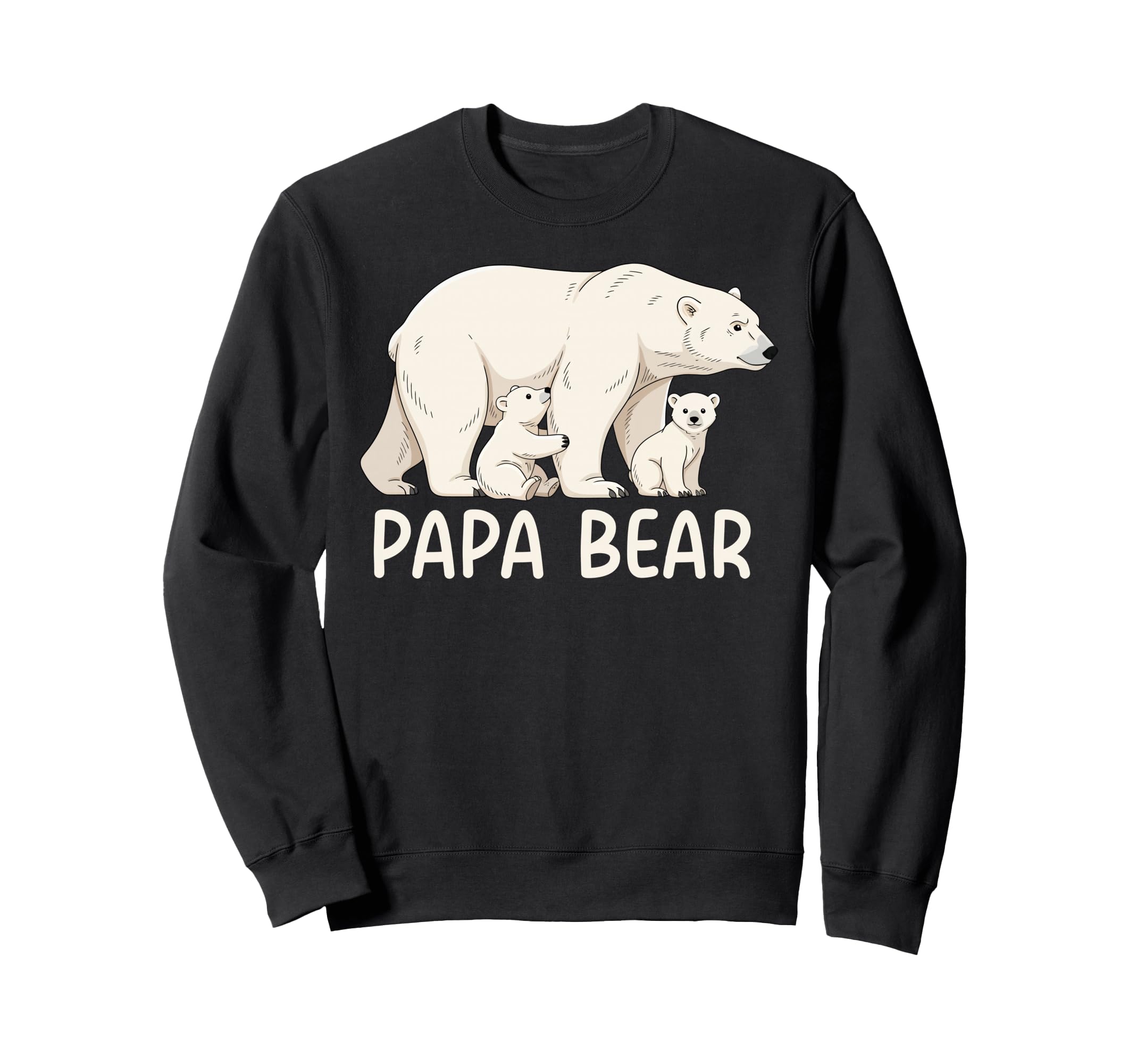 Papa Bear Two Cubs Polar Bear Family Sweatshirt - Graphic Print Unisex - T-Shirt, Sweatshirt, Hoodie