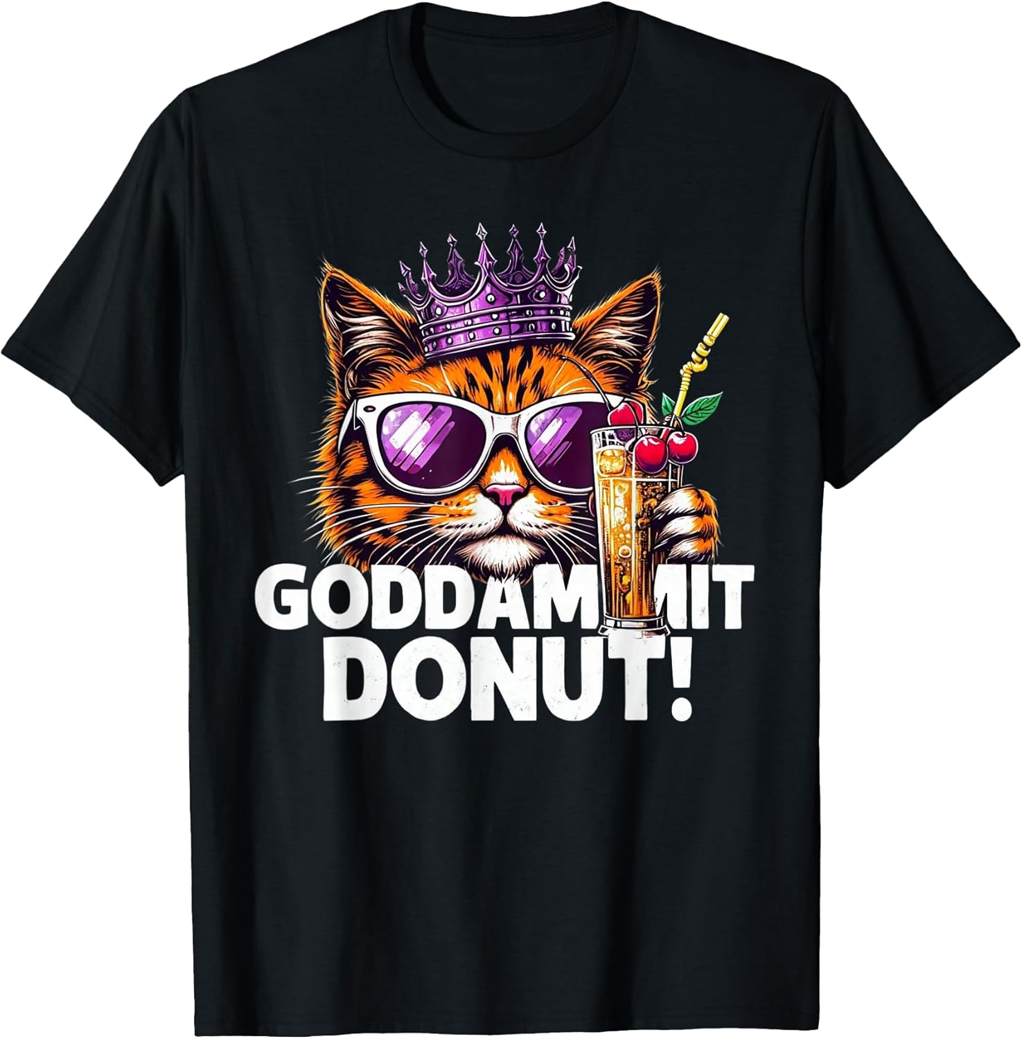 Donut Princess Cat Meme Kawaii Funny Cartoon Style - Adult & Kids T-Shirts, Sweatshirts & Hoodies apparel design preview 1
