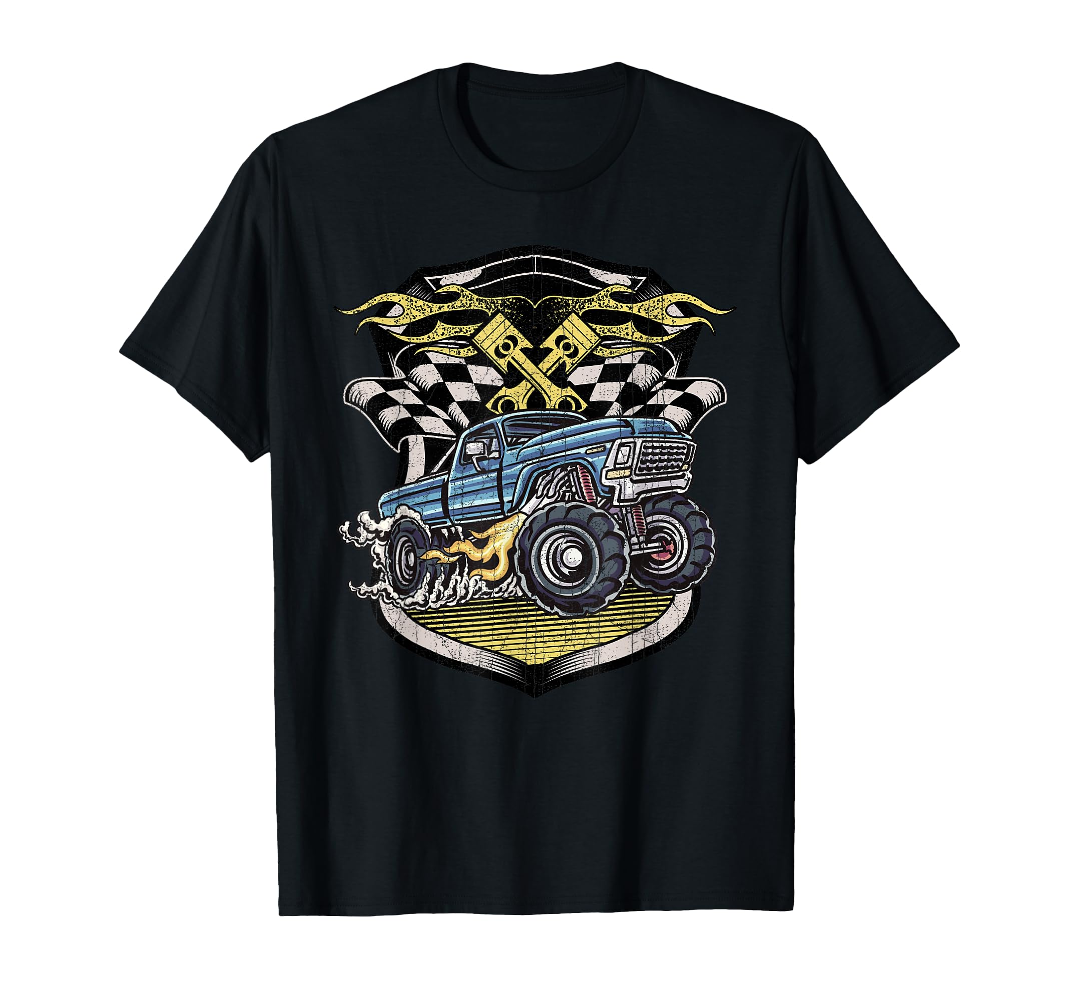 Monster Truck Distressed Monster Truck T-Shirt - Novelty Apparel for Adults - T-Shirt, Sweatshirt, Hoodie