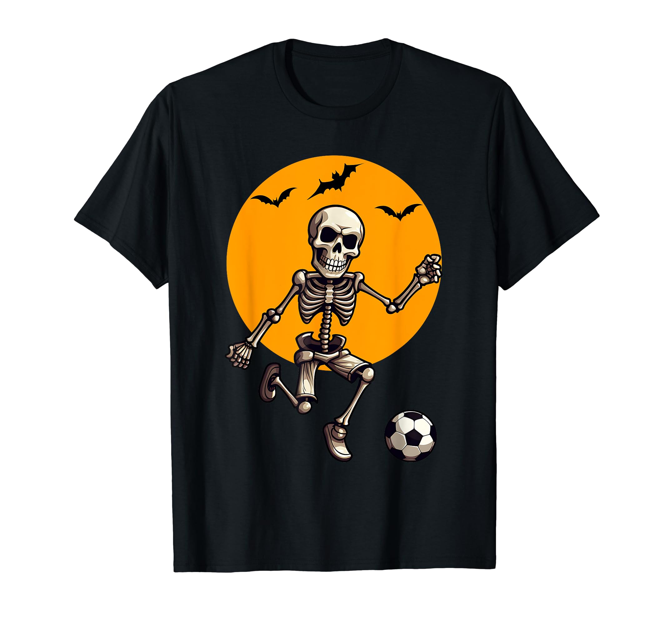 Skeleton Playing Soccer Halloween T-Shirt - Graphic Print for Adults - T-Shirt, Sweatshirt, Hoodie
