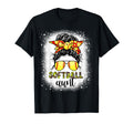 Softball Aunt Messy Bun Leopard T-Shirt - Minimalist Print Men Women - T-Shirt, Sweatshirt, Hoodie