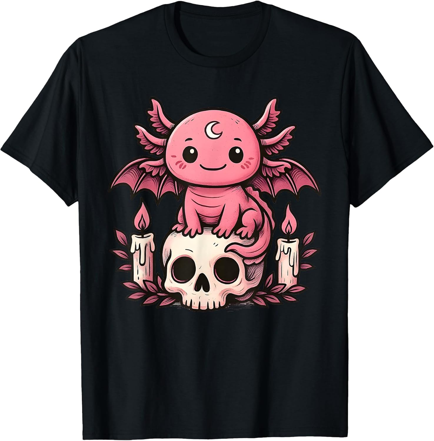 Kawaii Pastel Goth Cute Creepy Axolotl Bat Skeleton - Adult & Kids T-Shirts, Sweatshirts & Hoodies apparel design preview 1